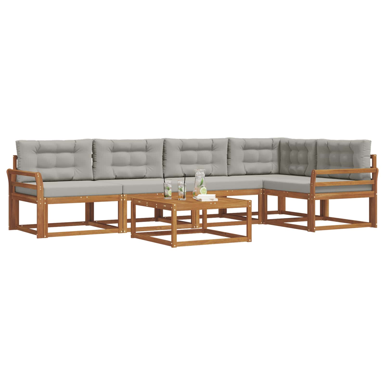 Outdoor-Sofagarnitur mit Kissen 6 pcs Natürlich und Hellgrau