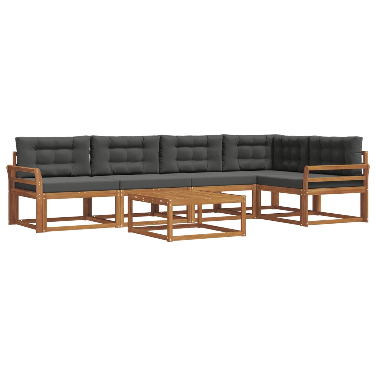 Outdoor-Sofagarnitur mit Kissen 6 pcs Natur und Anthrazit