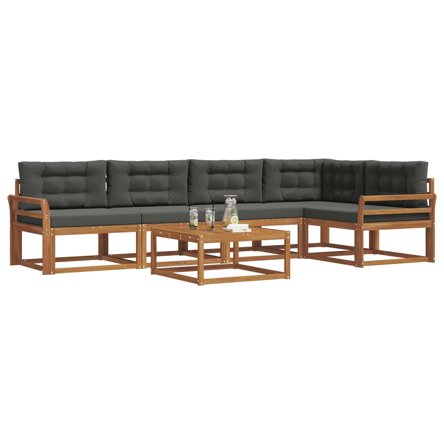 Outdoor-Sofagarnitur mit Kissen 6 pcs Natur und Anthrazit