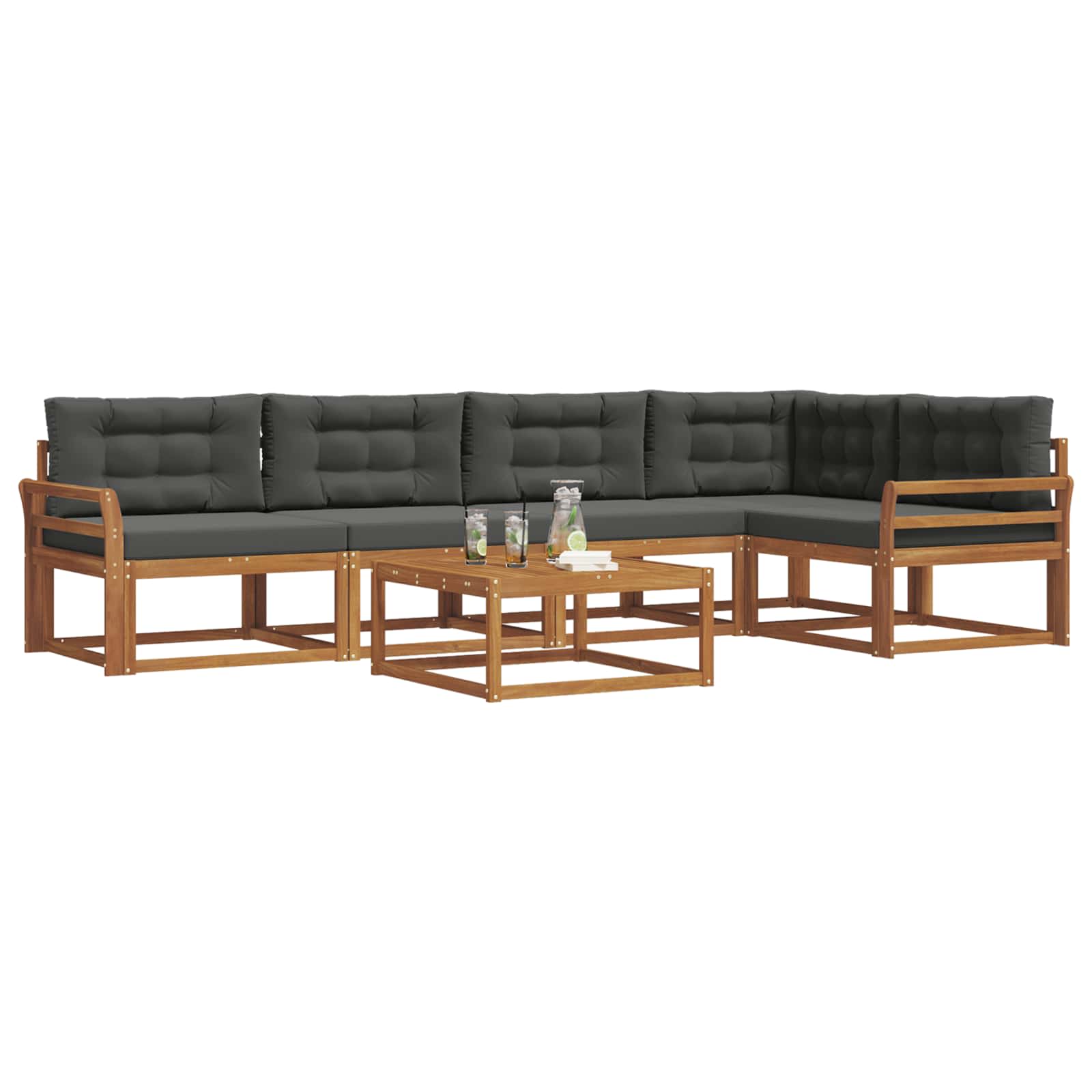 Outdoor-Sofagarnitur mit Kissen 6 pcs Natur und Anthrazit