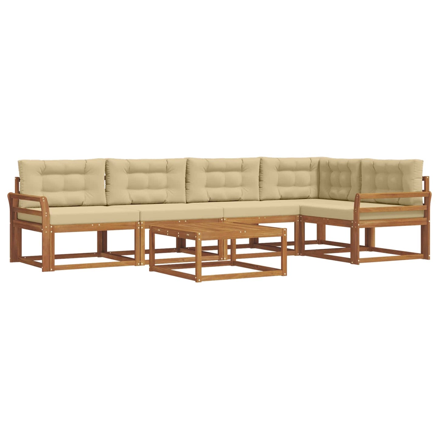 Outdoor-Sofagarnitur mit Kissen 6 pcs Natur und Beige