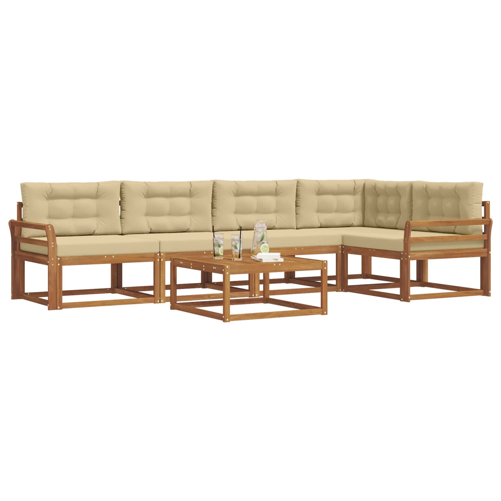 Outdoor-Sofagarnitur mit Kissen 6 pcs Natur und Beige