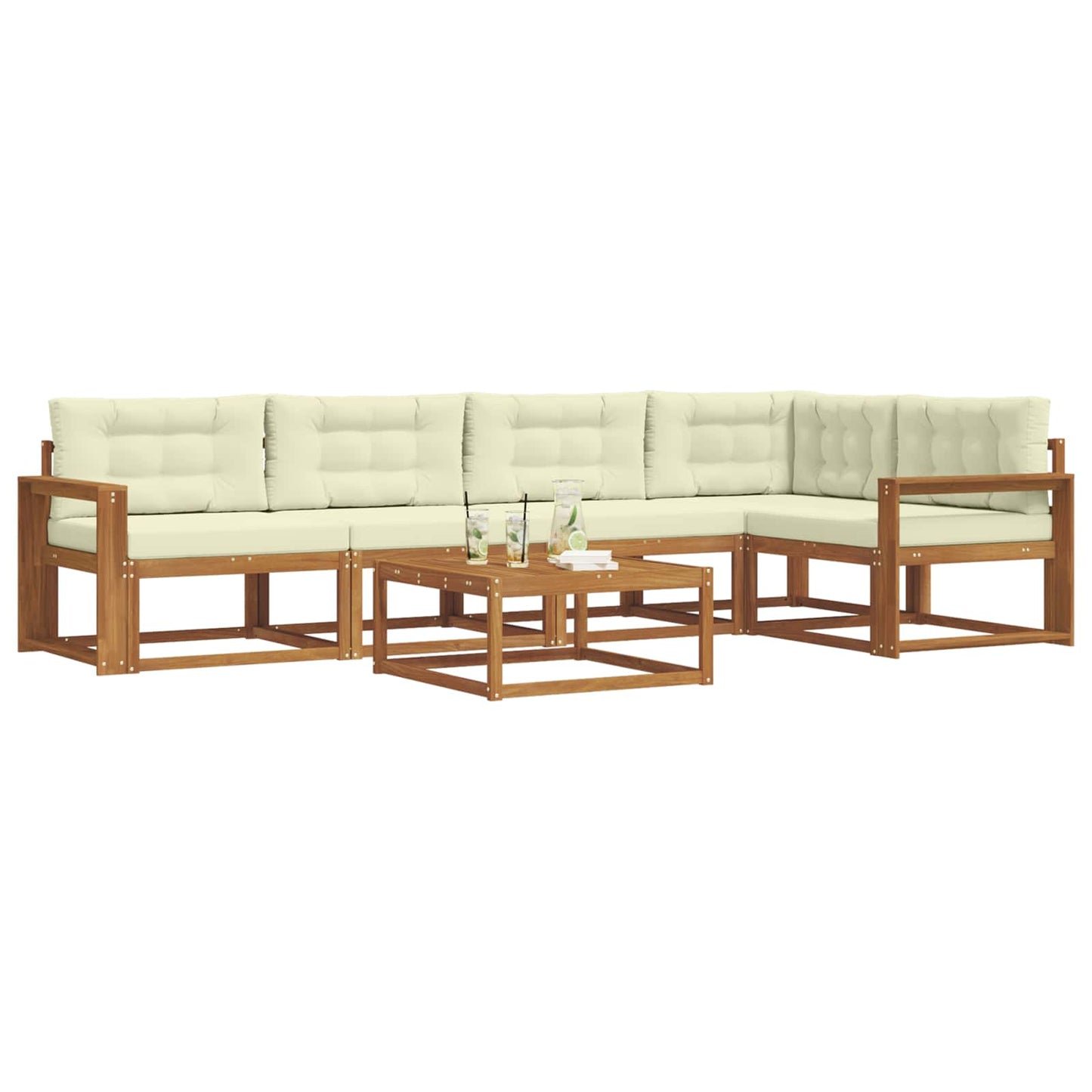 Outdoor-Sofagarnitur mit Kissen 6 pcs Natur und Creme