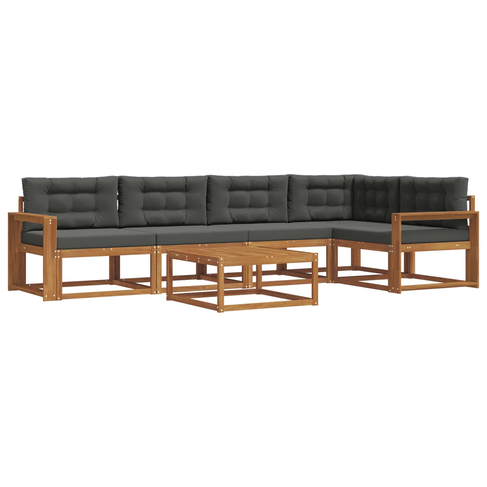 Outdoor-Sofagarnitur mit Kissen 6 pcs Natur und Anthrazit