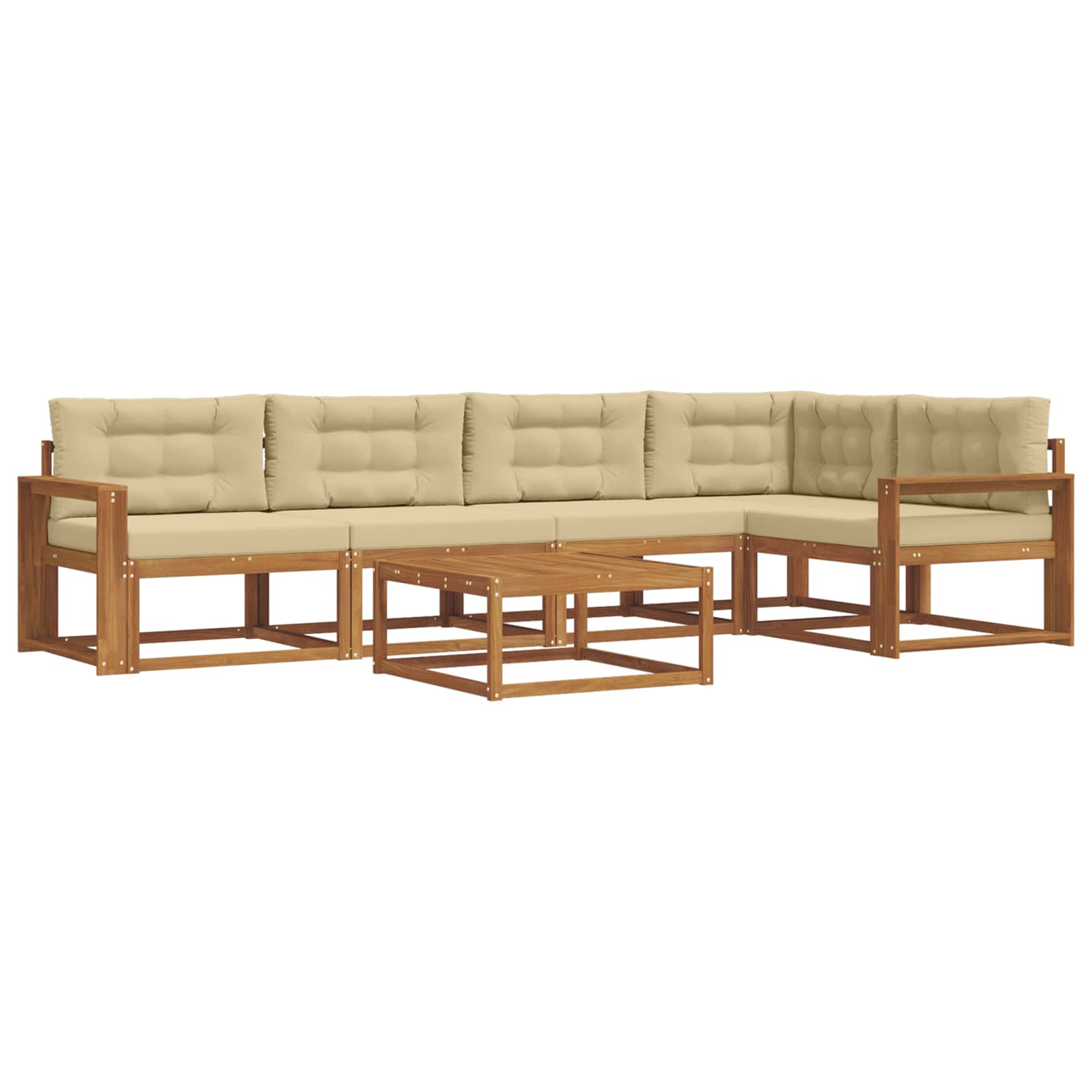 Outdoor-Sofagarnitur mit Kissen 6 pcs Natur und Beige