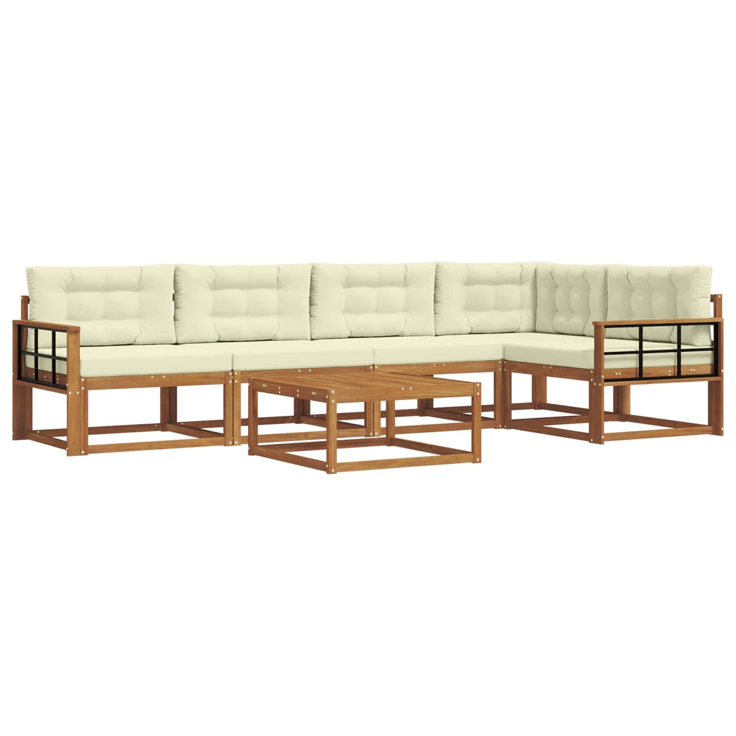 Outdoor-Sofagarnitur mit Kissen 6 pcs Natur und Creme