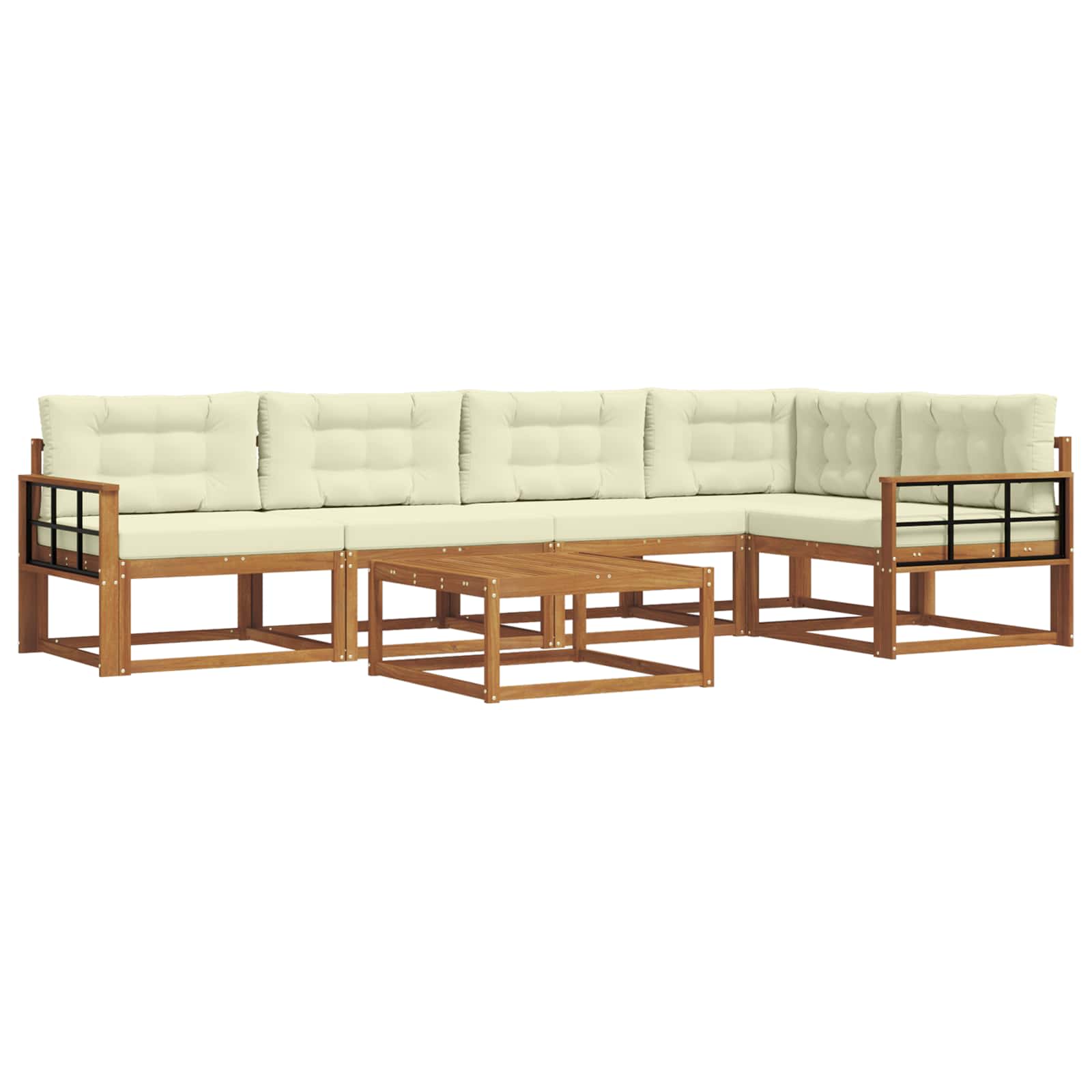 Outdoor-Sofagarnitur mit Kissen 6 pcs Natur und Creme