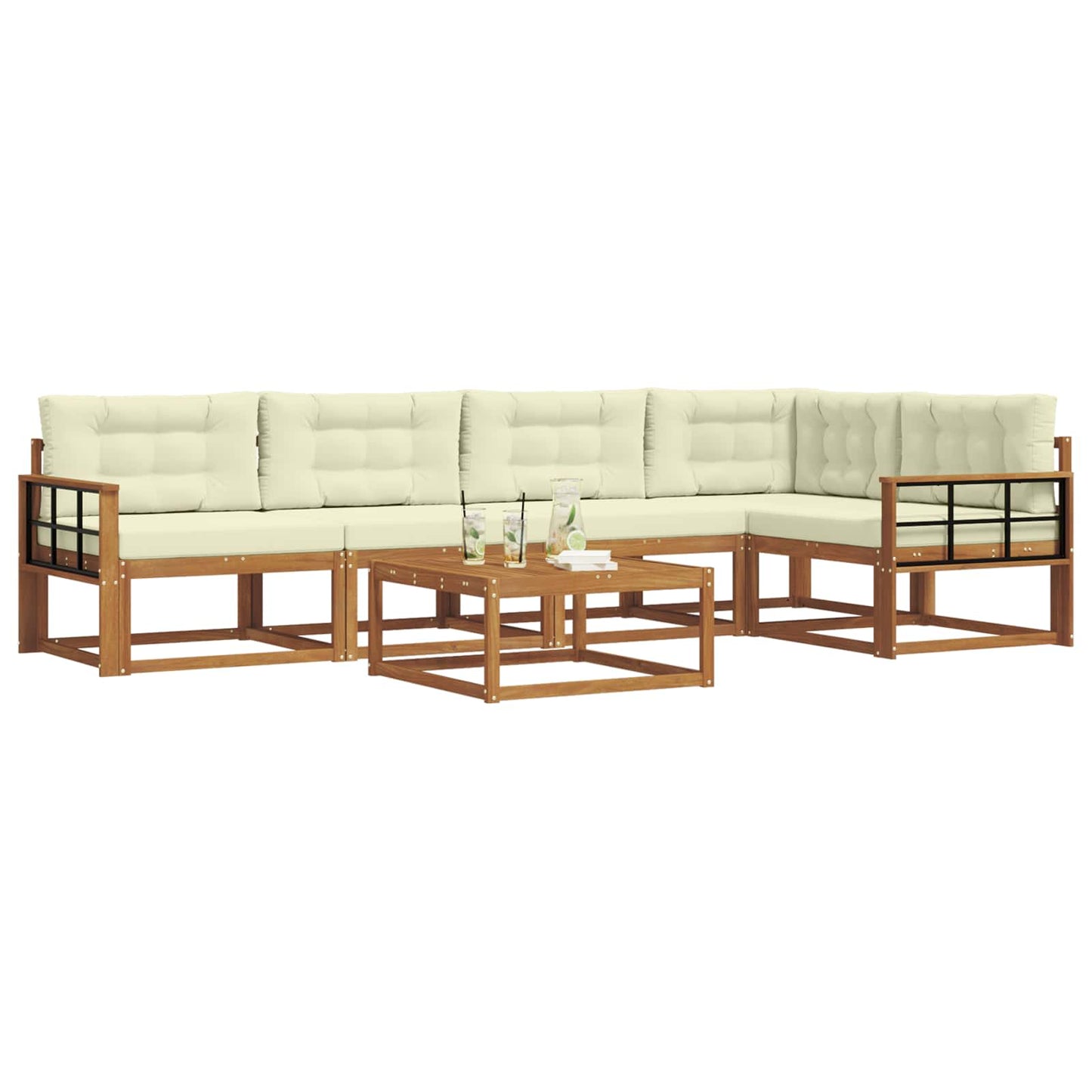 Outdoor-Sofagarnitur mit Kissen 6 pcs Natur und Creme