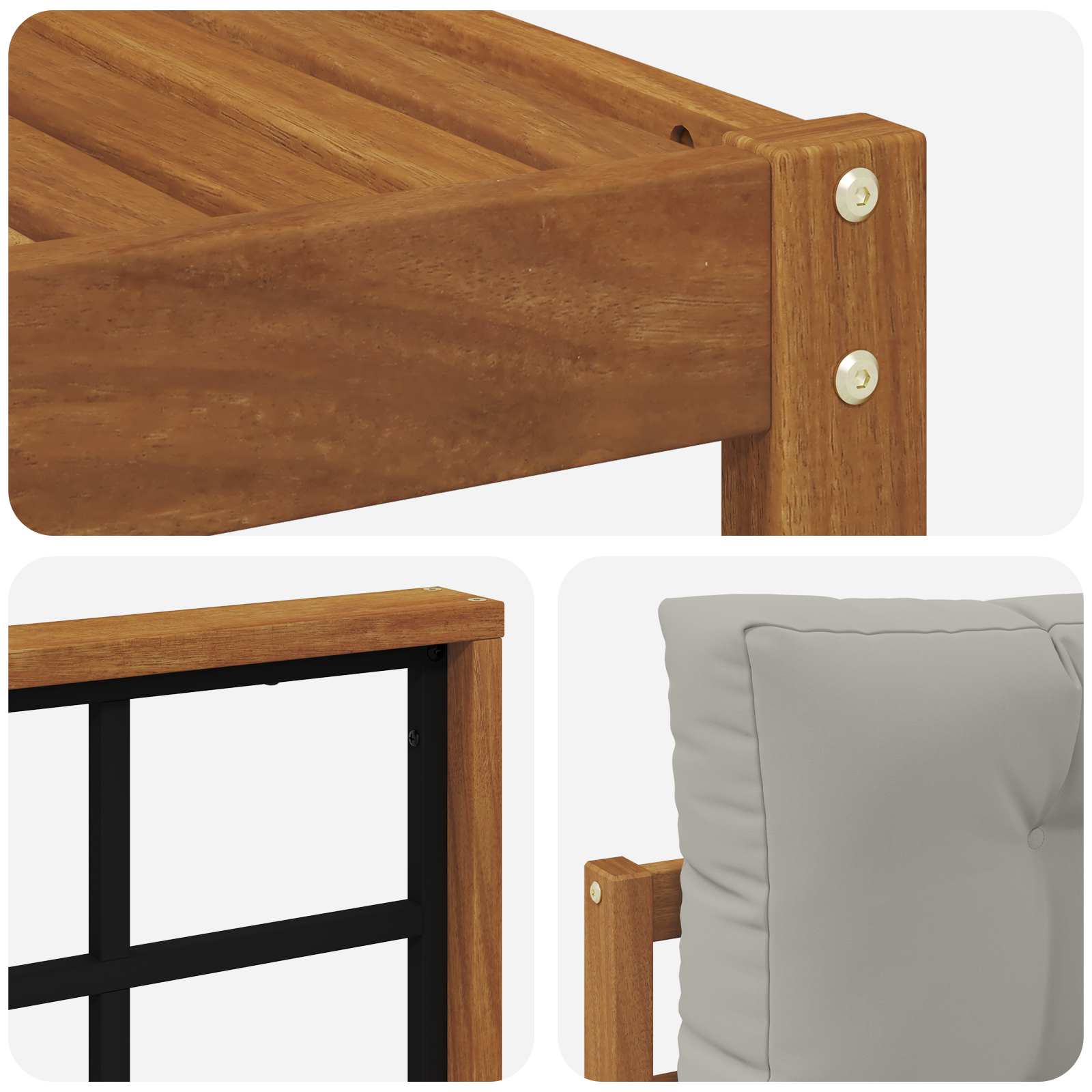 Outdoor-Sofagarnitur mit Kissen 6 pcs Natürlich und Hellgrau