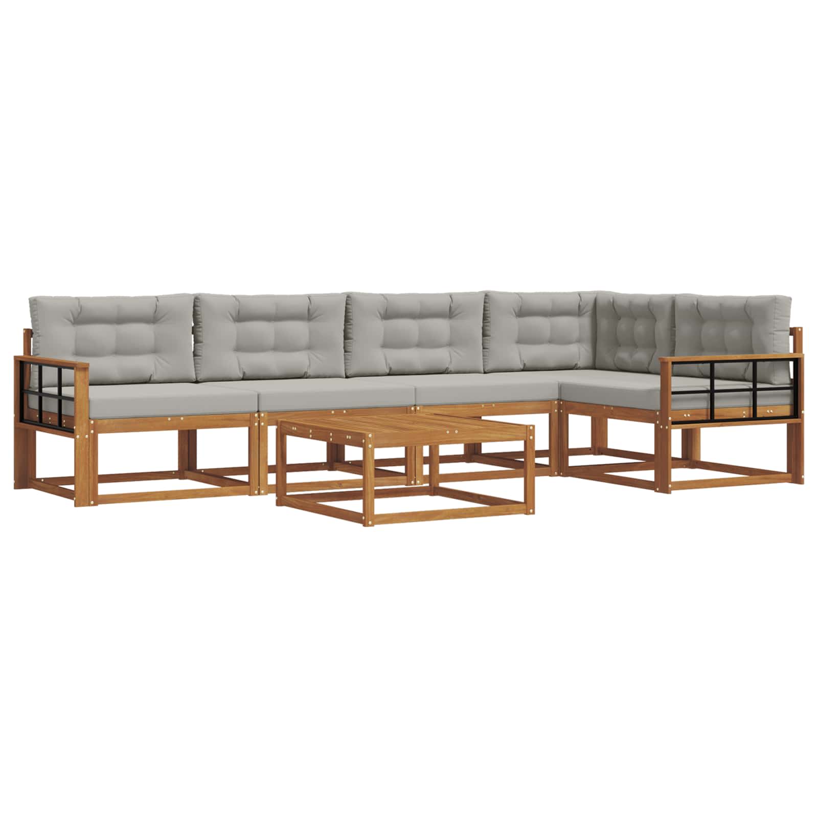 Outdoor-Sofagarnitur mit Kissen 6 pcs Natürlich und Hellgrau