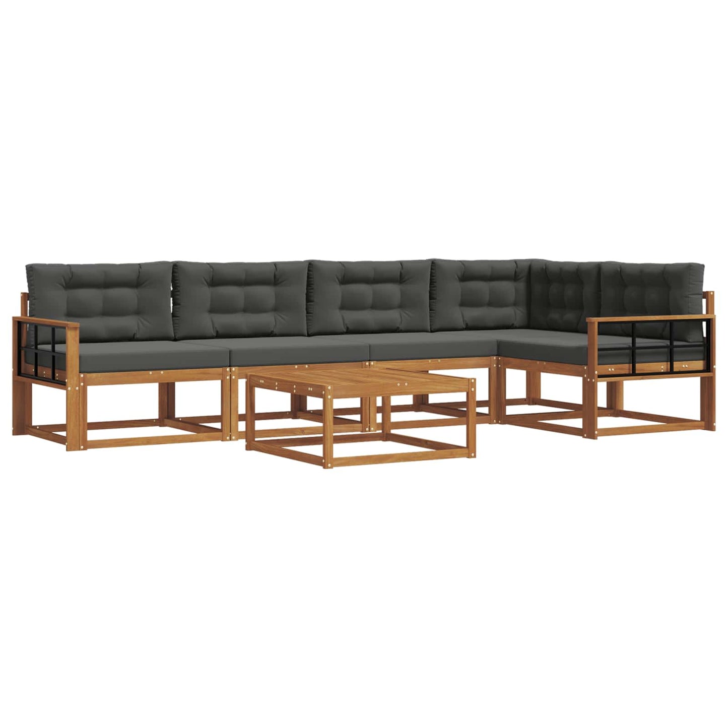 Outdoor-Sofagarnitur mit Kissen 6 pcs Natur und Anthrazit