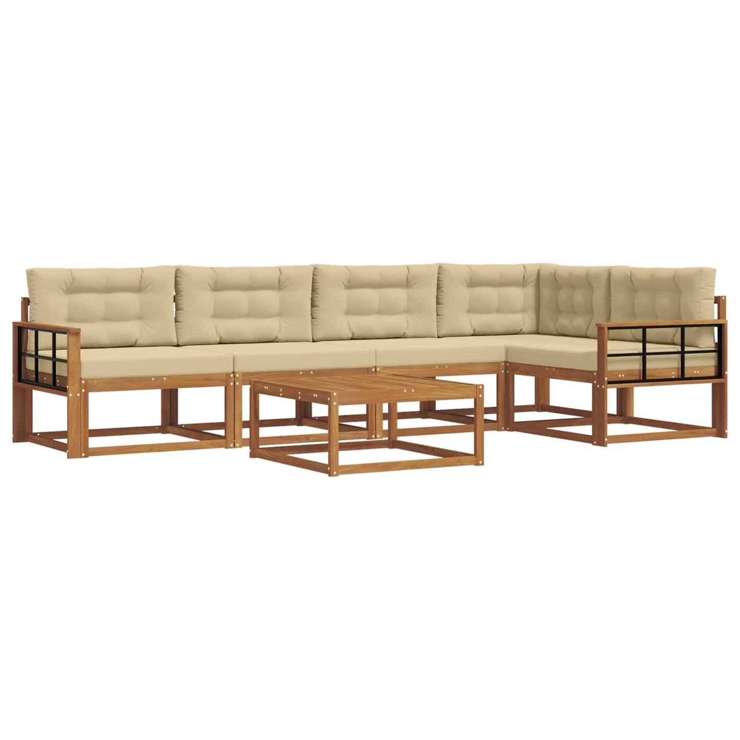 Outdoor-Sofagarnitur mit Kissen 6 pcs Natur und Beige