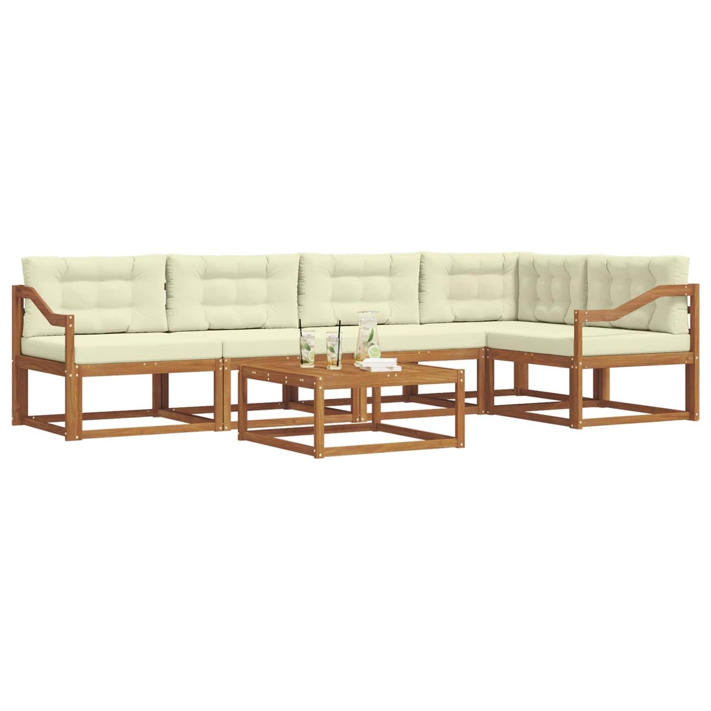 Outdoor-Sofagarnitur mit Kissen 6 pcs Natur und Creme