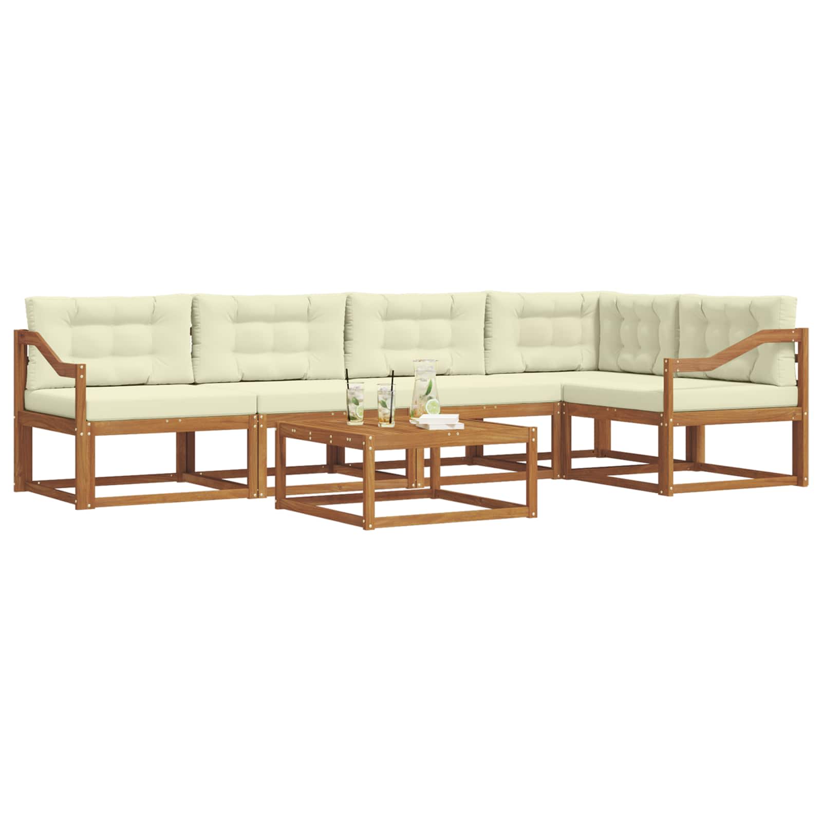 Outdoor-Sofagarnitur mit Kissen 6 pcs Natur und Creme
