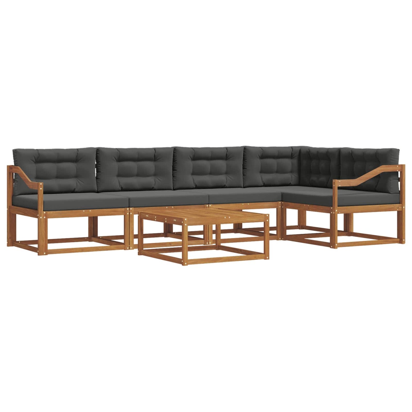 Outdoor-Sofagarnitur mit Kissen 6 pcs Natur und Anthrazit