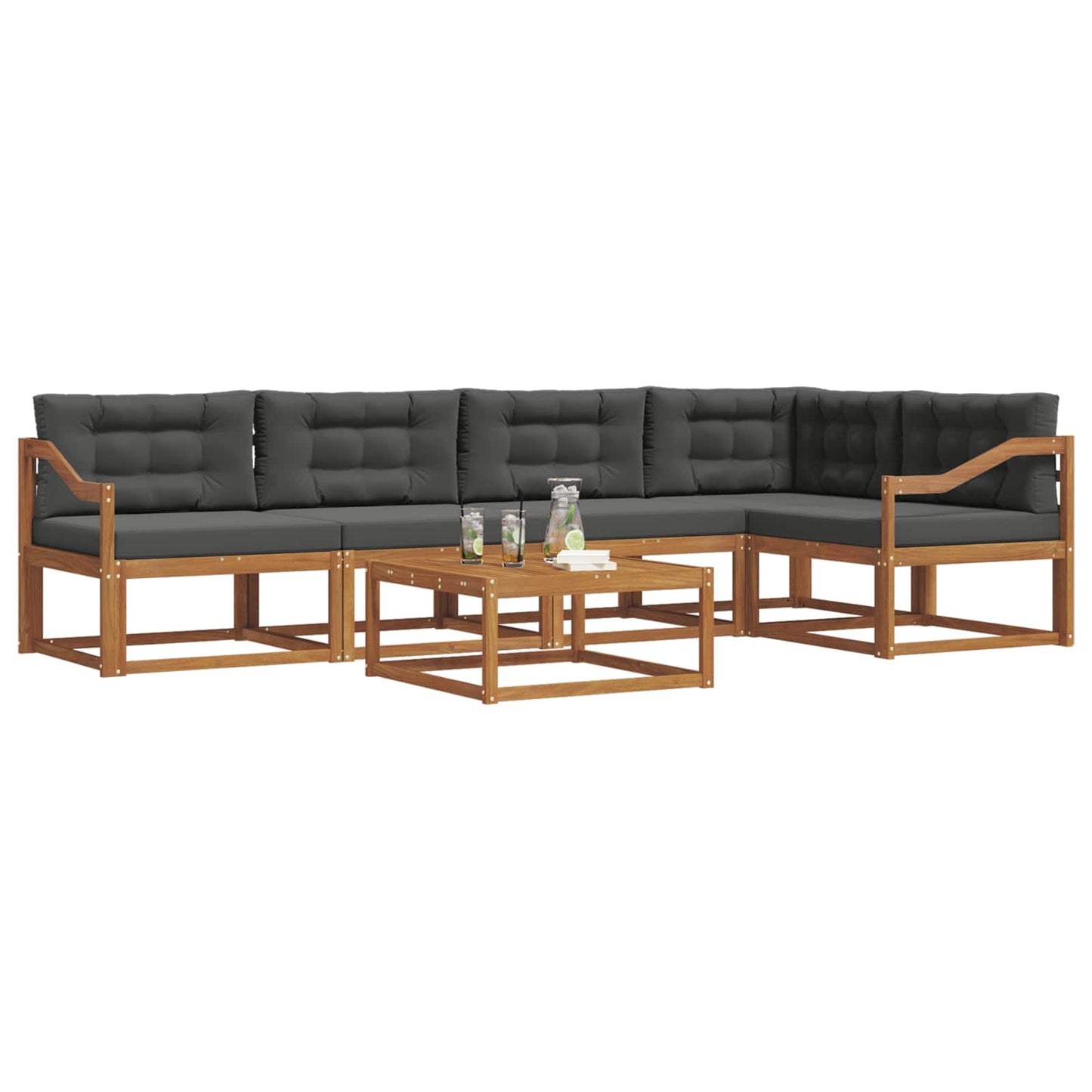 Outdoor-Sofagarnitur mit Kissen 6 pcs Natur und Anthrazit