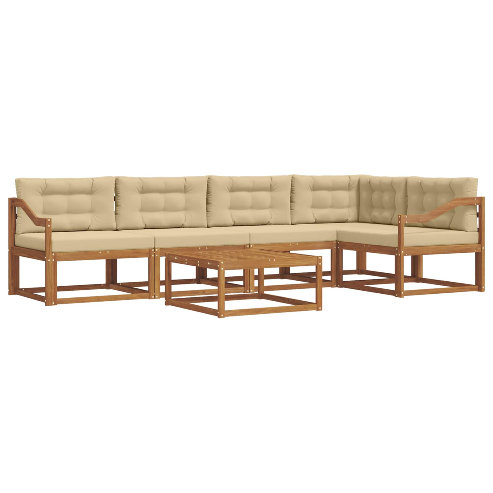 Outdoor-Sofagarnitur mit Kissen 6 pcs Natur und Beige