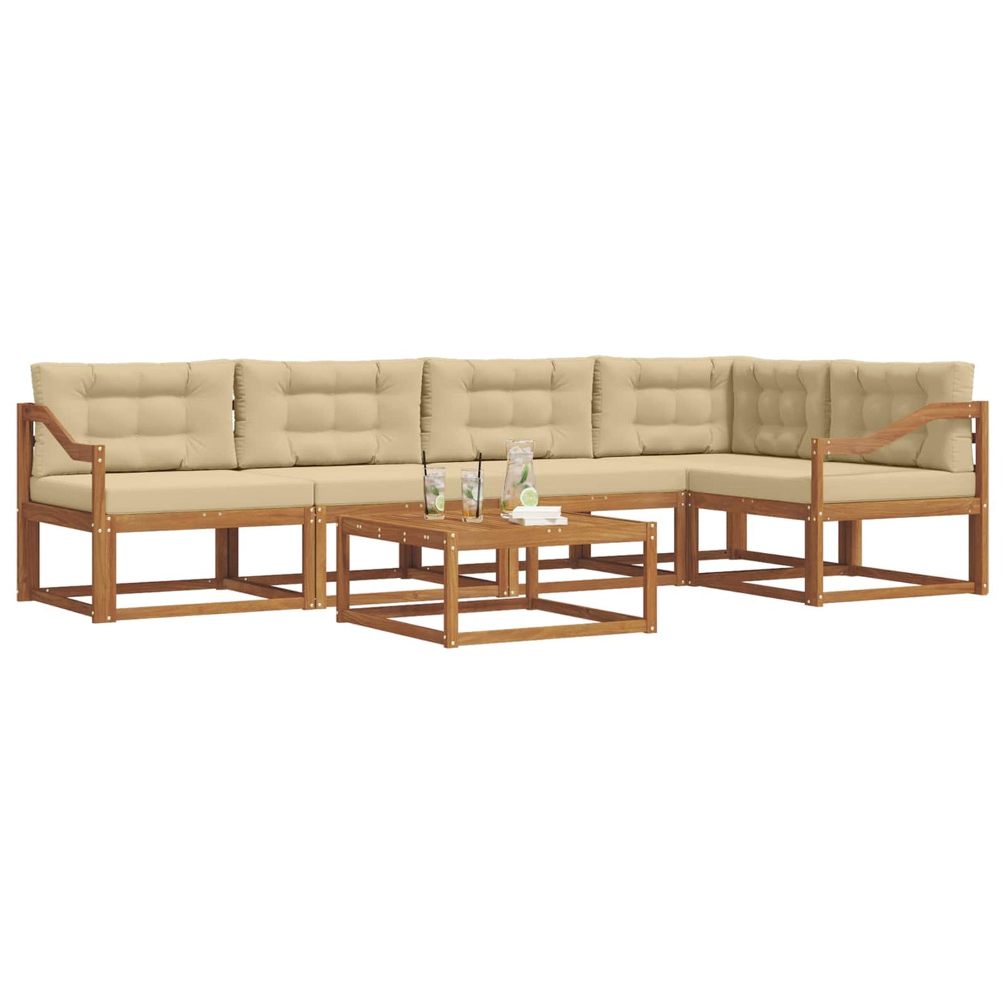 Outdoor-Sofagarnitur mit Kissen 6 pcs Natur und Beige