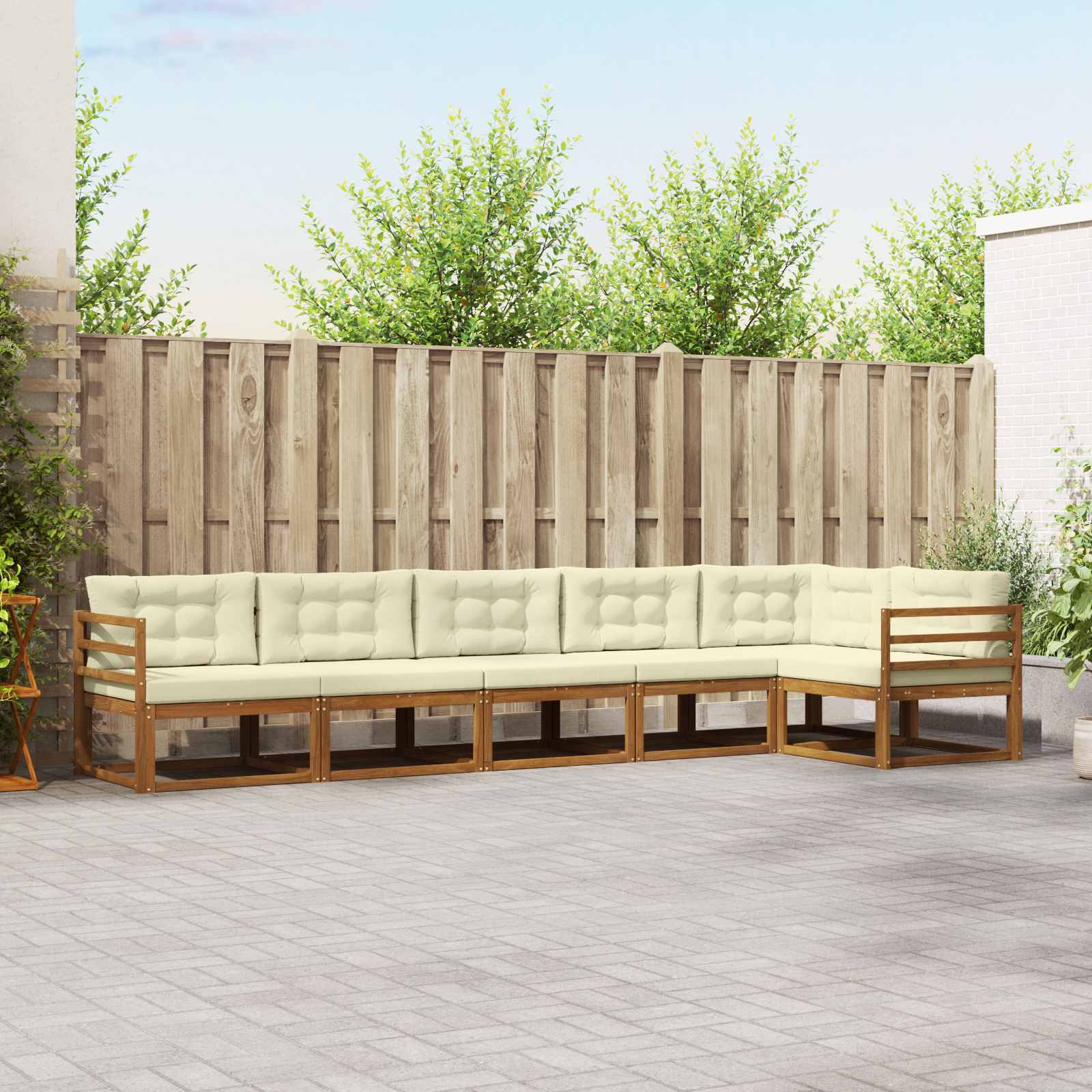Outdoor-Sofagarnitur 6 stk. Natur und Creme