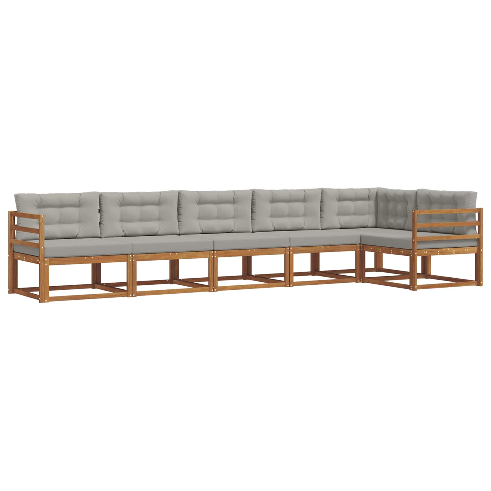 Outdoor-Sofagarnitur mit Kissen 6 pcs Natürlich und Hellgrau