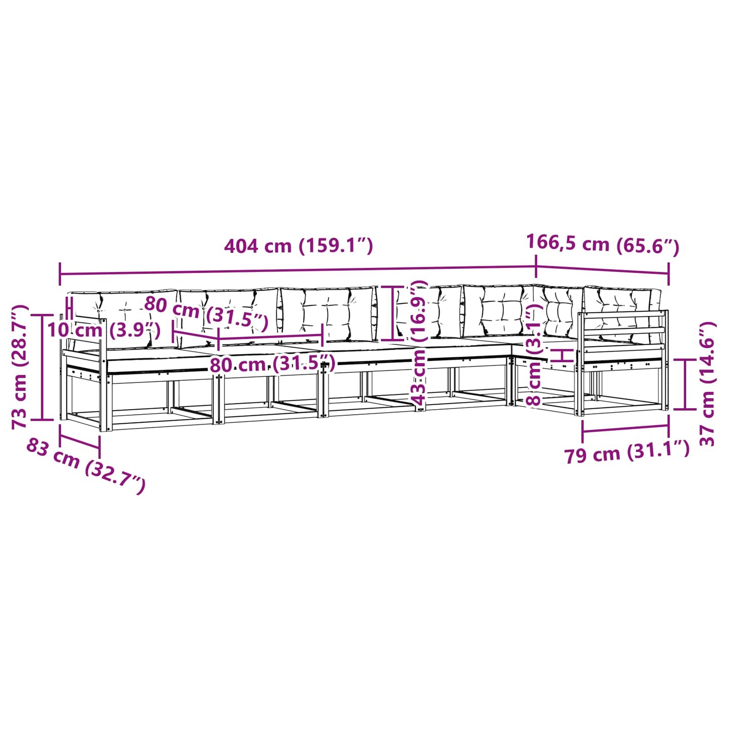Outdoor-Sofagarnitur 6 stk. Natur und Anthrazit