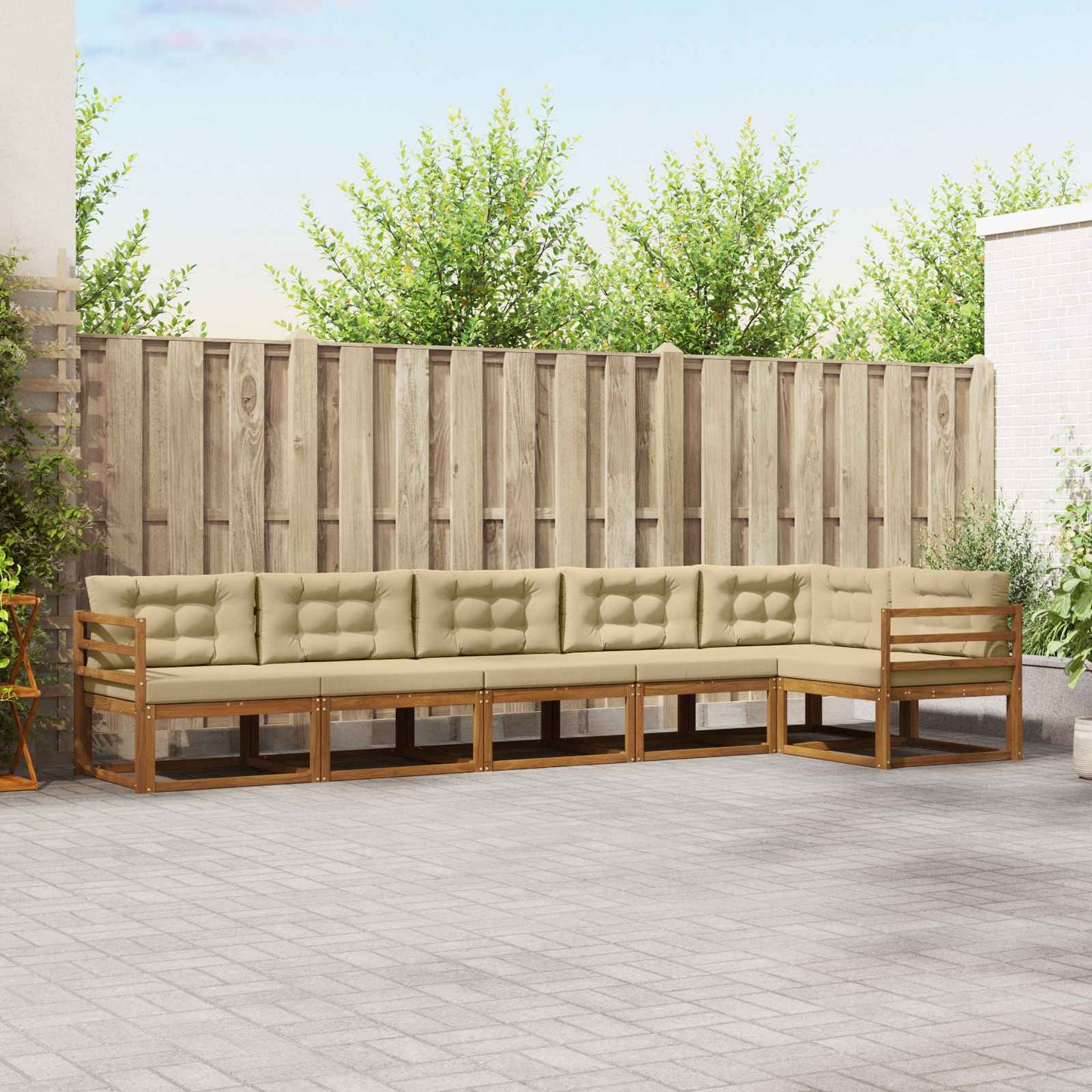 Outdoor-Sofagarnitur 6 stk. Natur und Beige