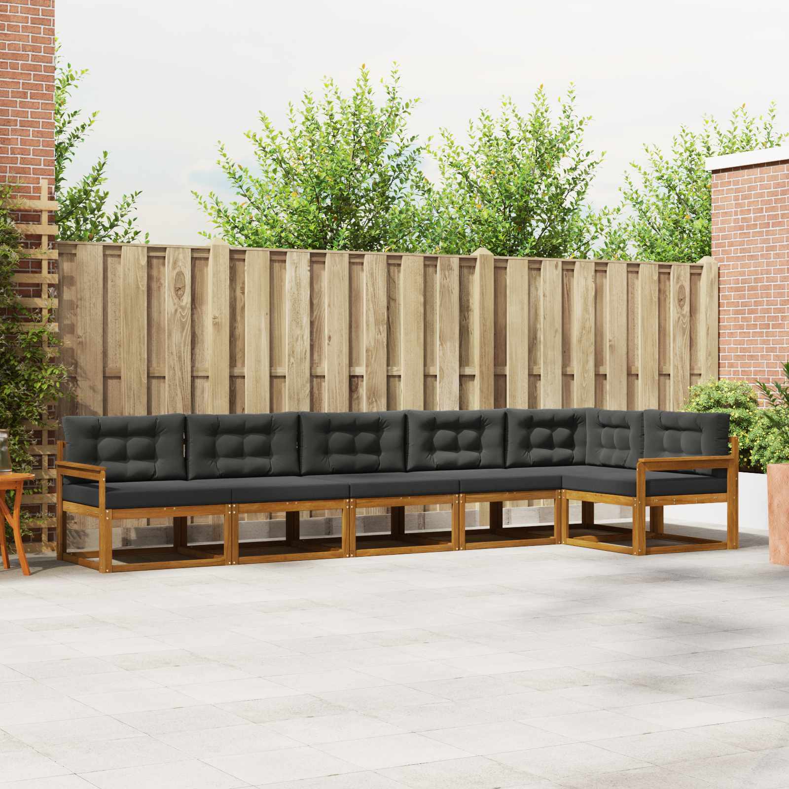 Outdoor-Sofagarnitur 6 stk. Natur und Anthrazit