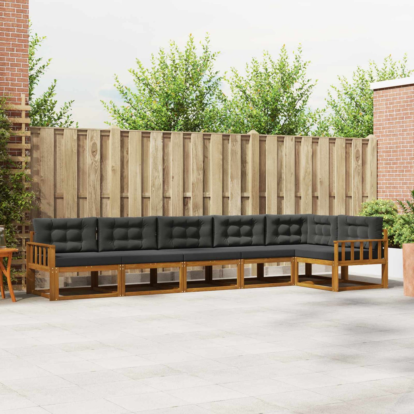 Outdoor-Sofagarnitur 6 stk. Natur und Anthrazit