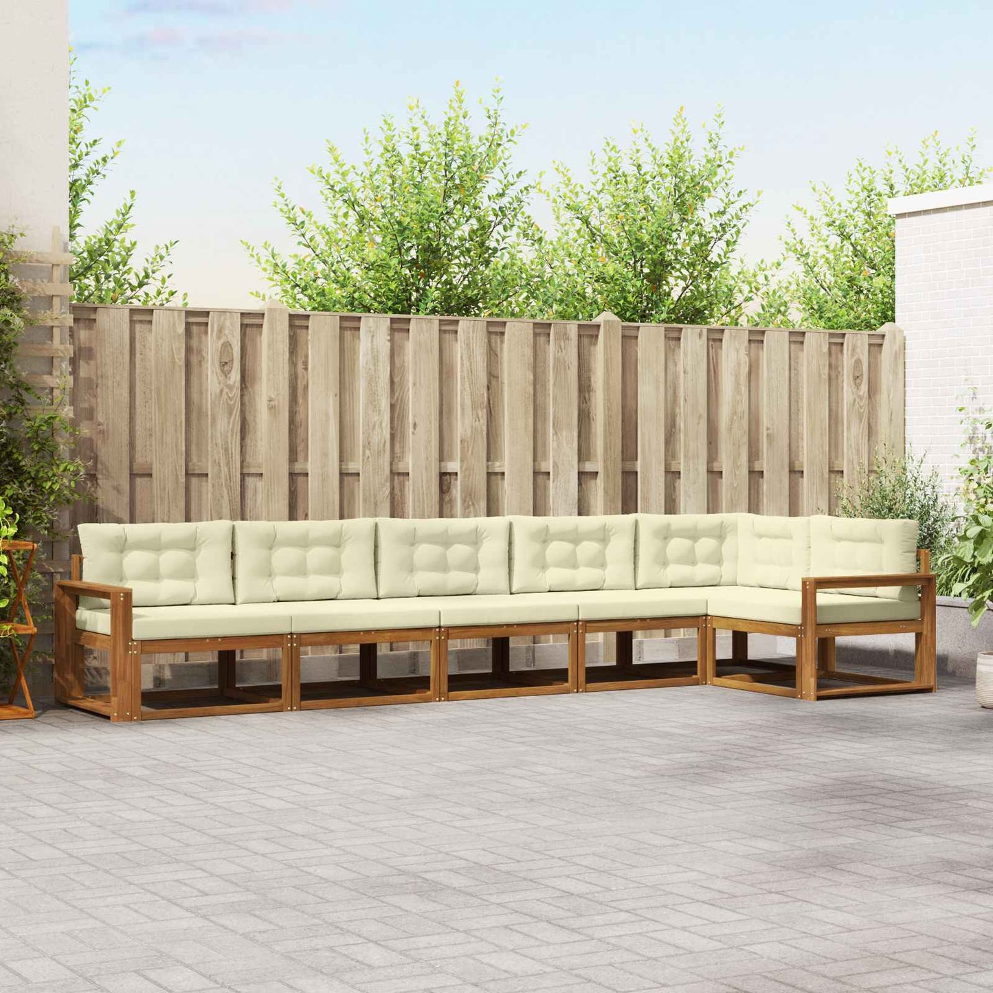 Outdoor-Sofagarnitur 6 stk. Natur und Creme