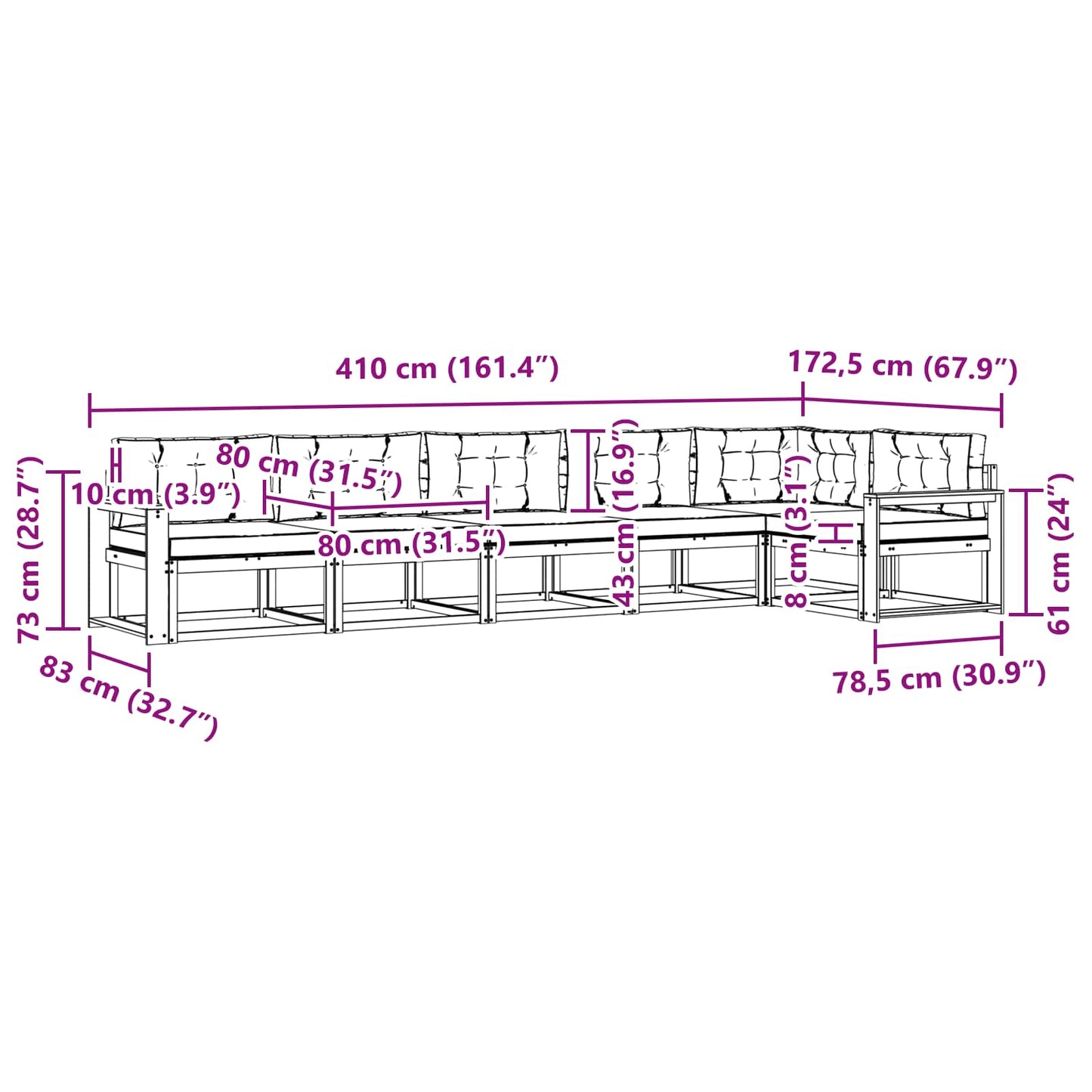 Outdoor-Sofagarnitur 6 stk. Natur und Anthrazit