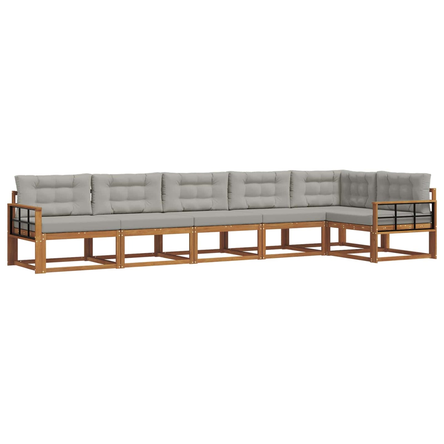 Outdoor-Sofagarnitur mit Kissen 6 pcs Natürlich und Hellgrau