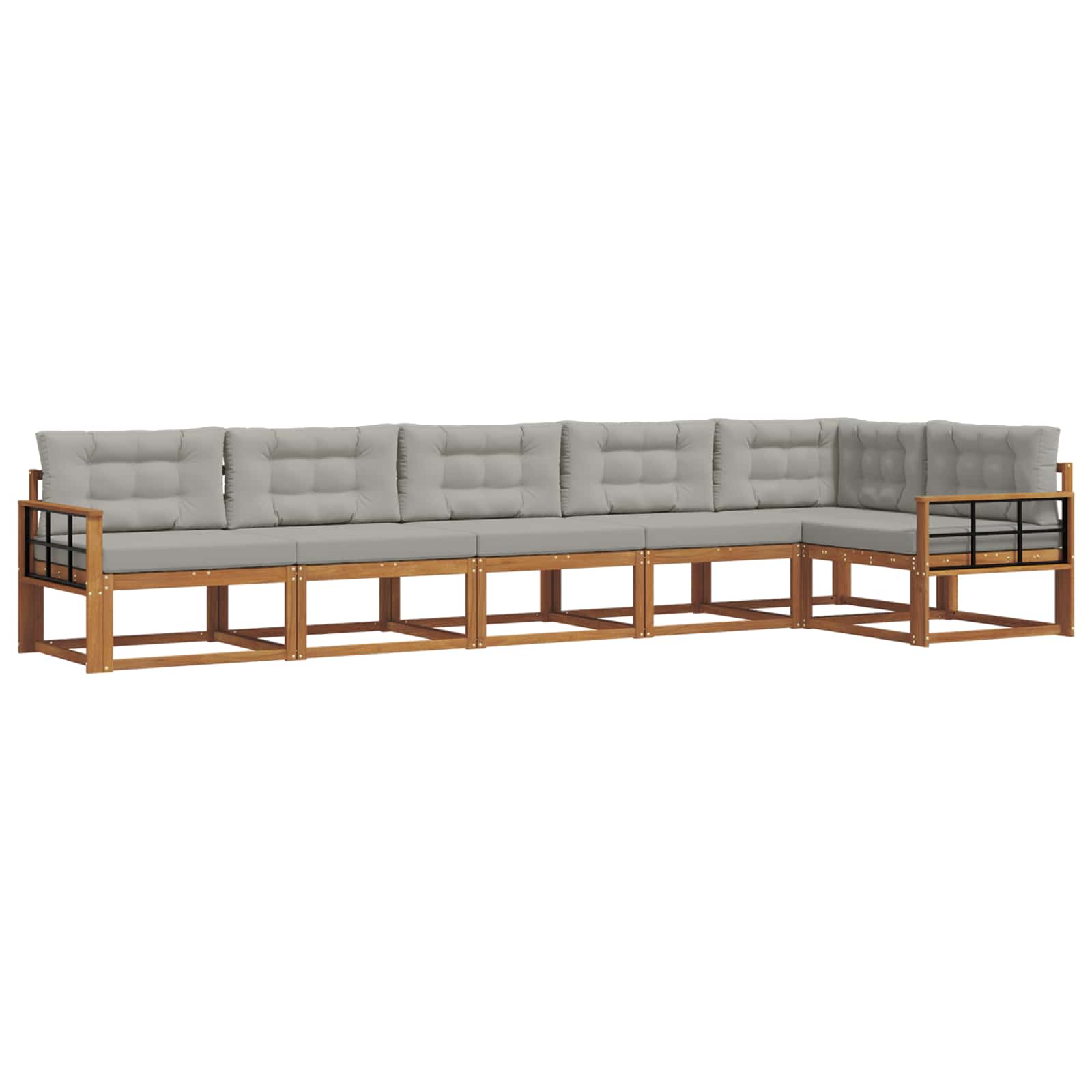 Outdoor-Sofagarnitur mit Kissen 6 pcs Natürlich und Hellgrau