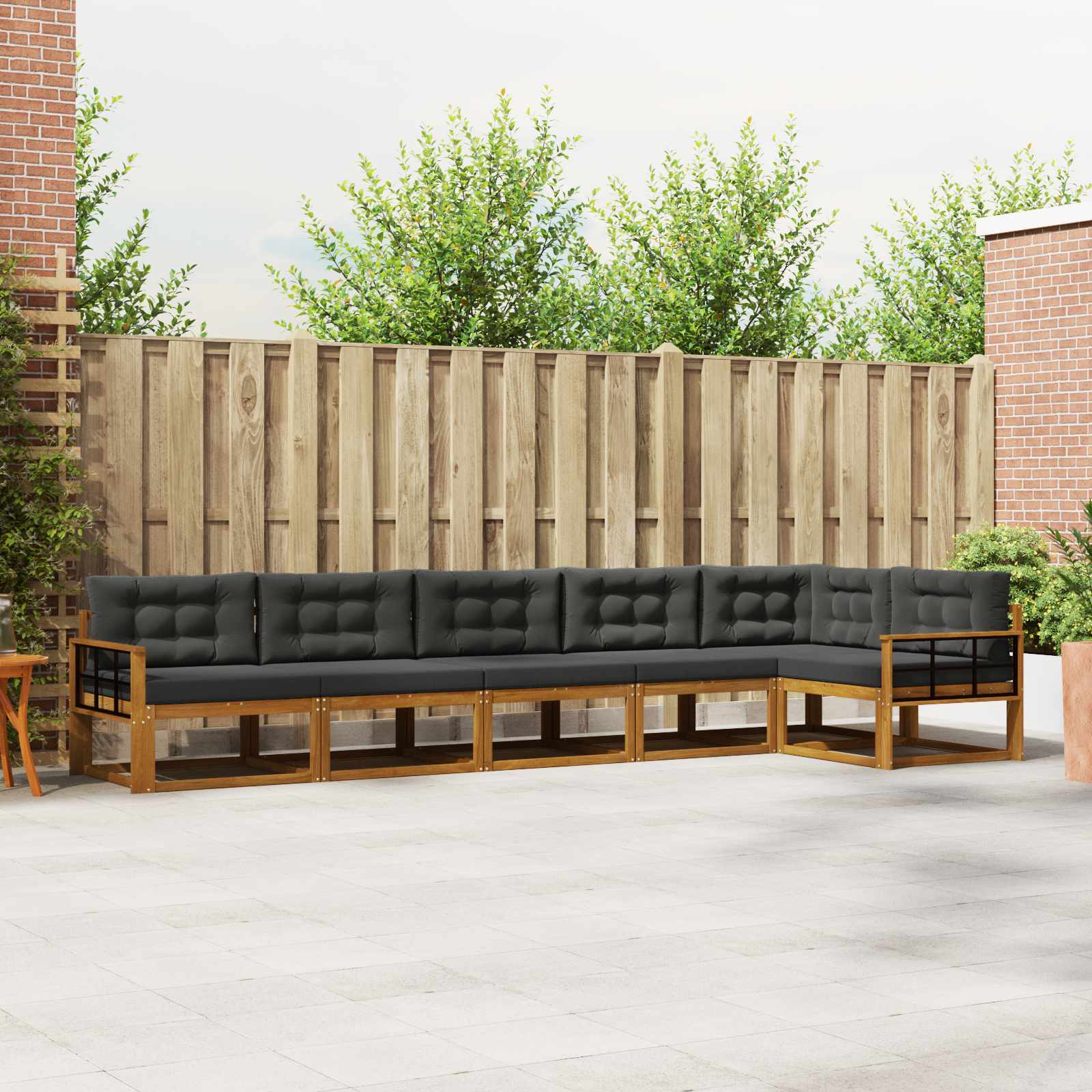Outdoor-Sofagarnitur 6 stk. Natur und Anthrazit