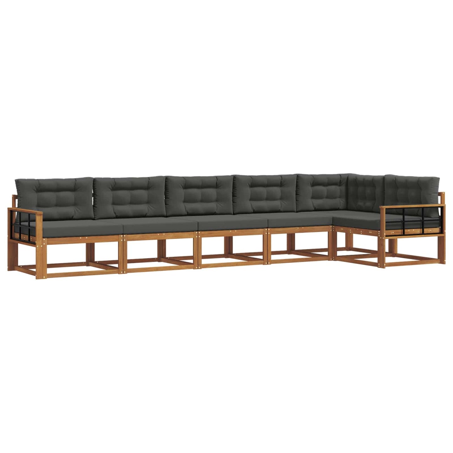 Outdoor-Sofagarnitur mit Kissen 6 pcs Natur und Anthrazit