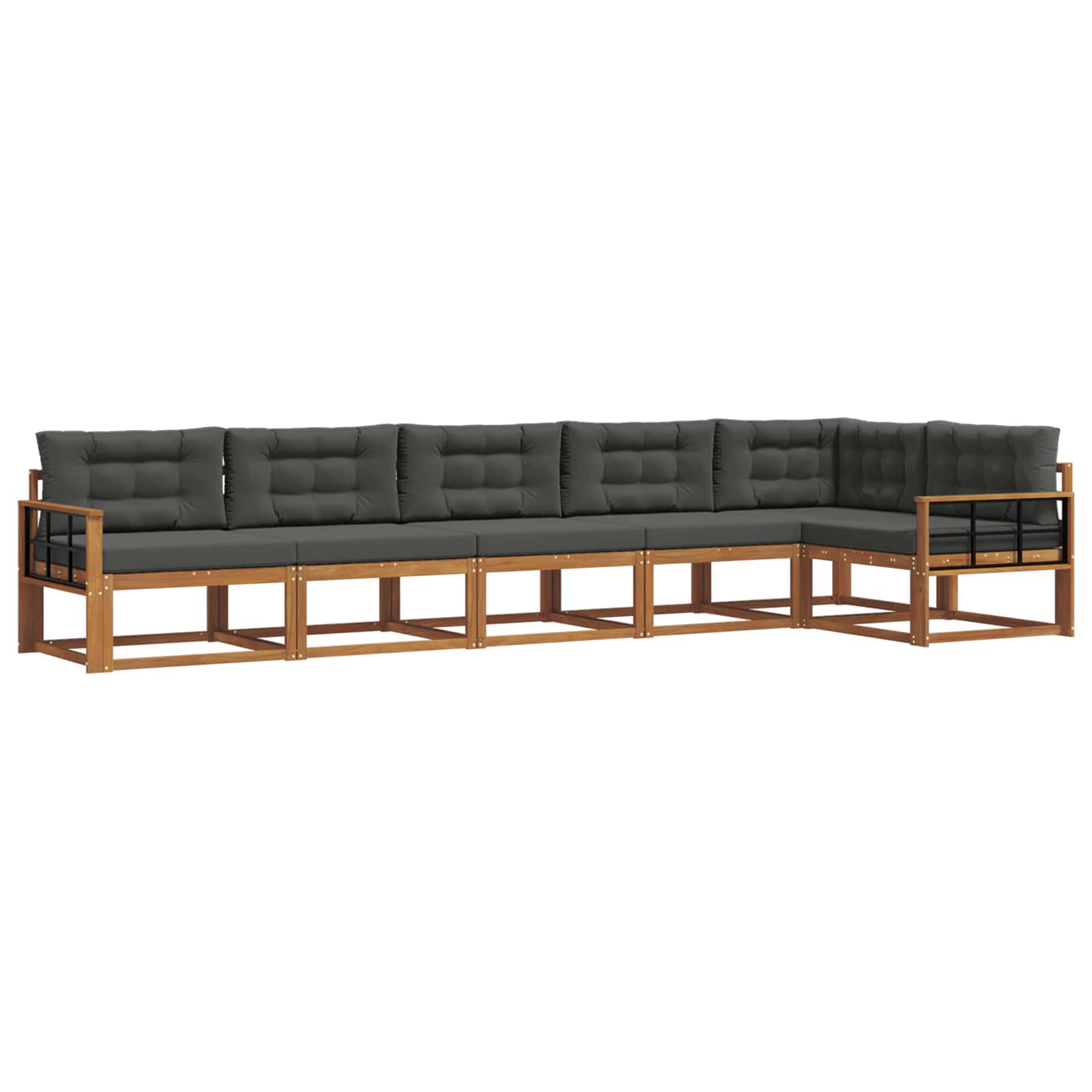 Outdoor-Sofagarnitur mit Kissen 6 pcs Natur und Anthrazit