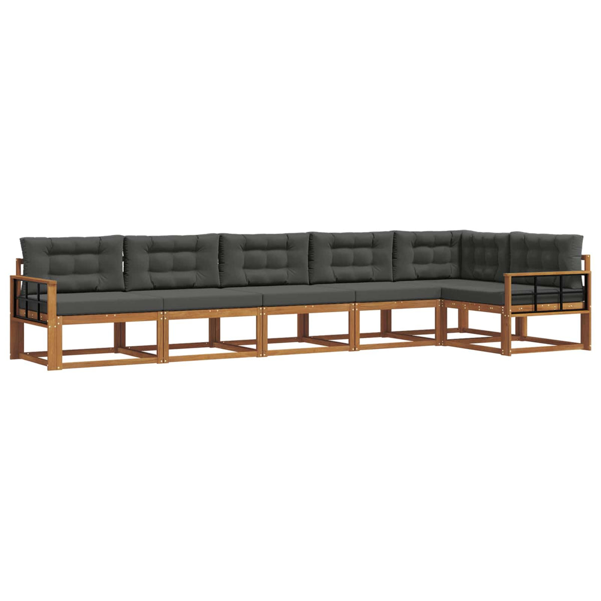 Outdoor-Sofagarnitur 6 stk. Natur und Anthrazit