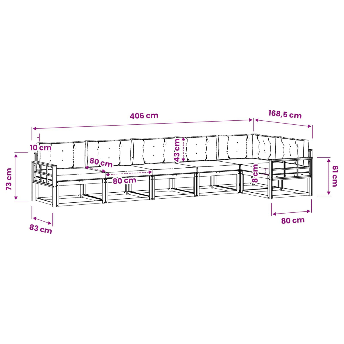 Outdoor-Sofagarnitur 6 stk. Natur und Anthrazit