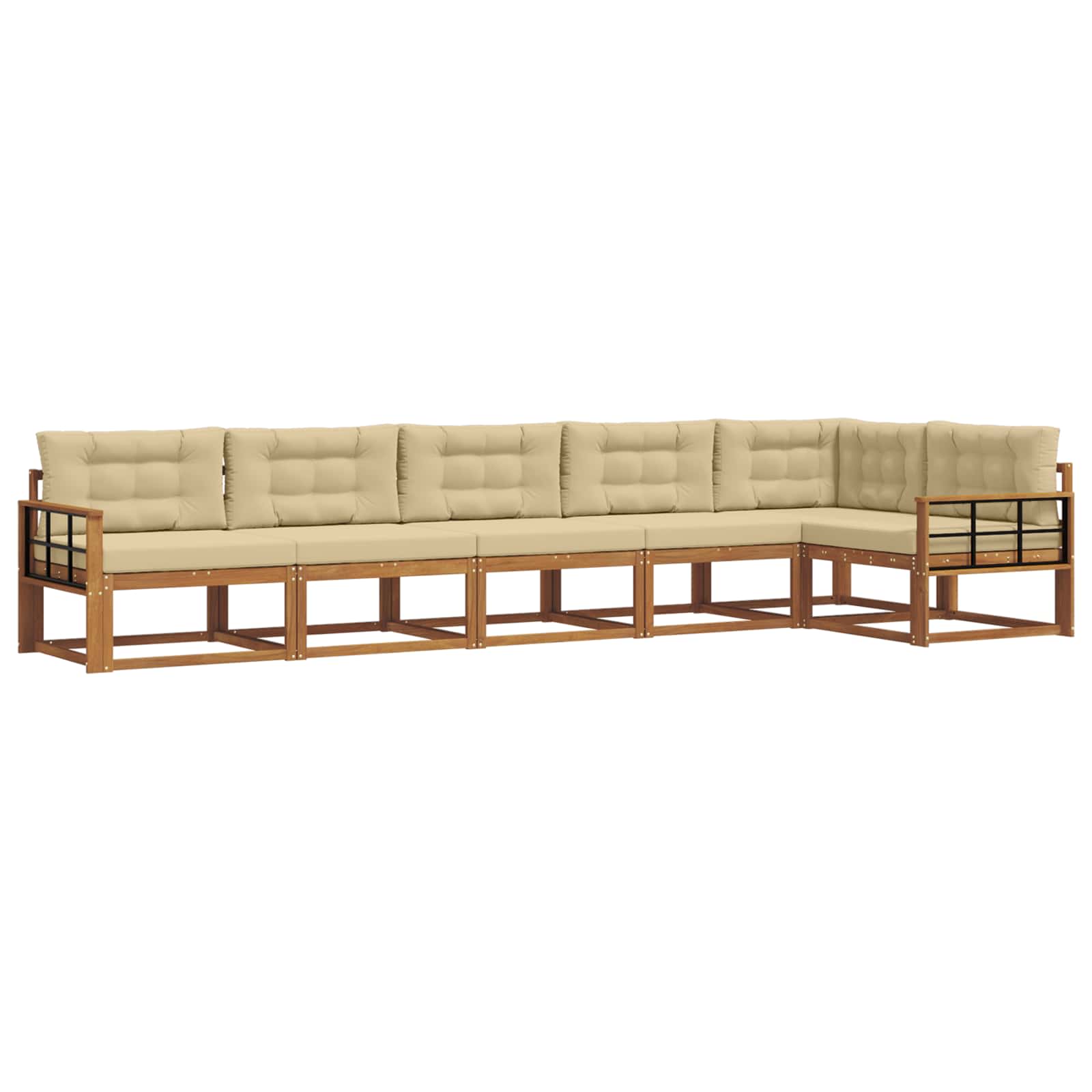 Outdoor-Sofagarnitur mit Kissen 6 pcs Natur und Beige