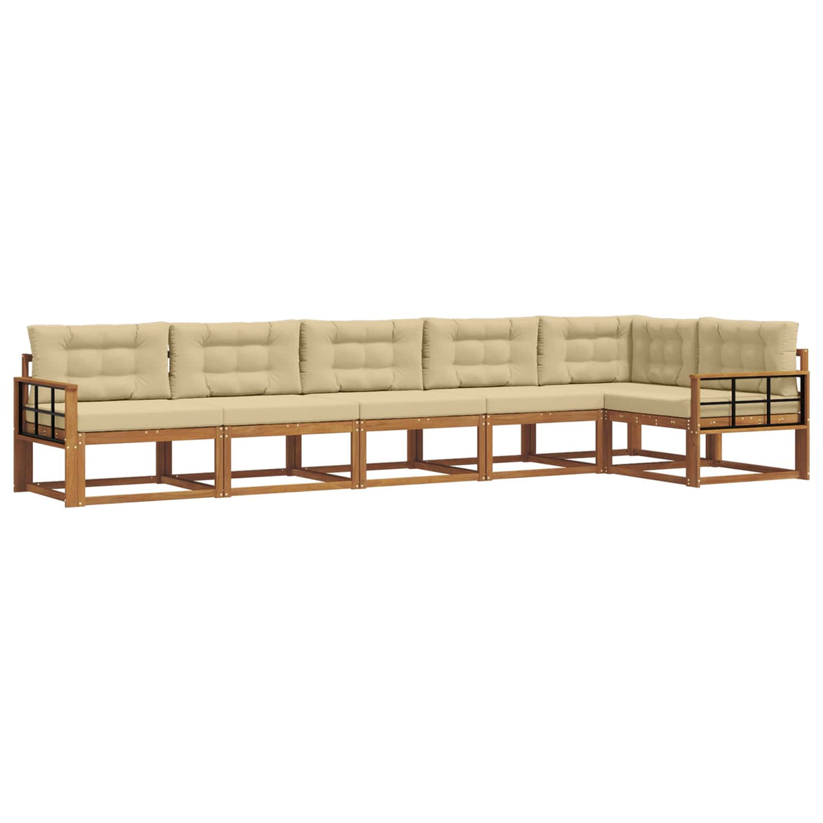 Outdoor-Sofagarnitur 6 stk. Natur und Beige