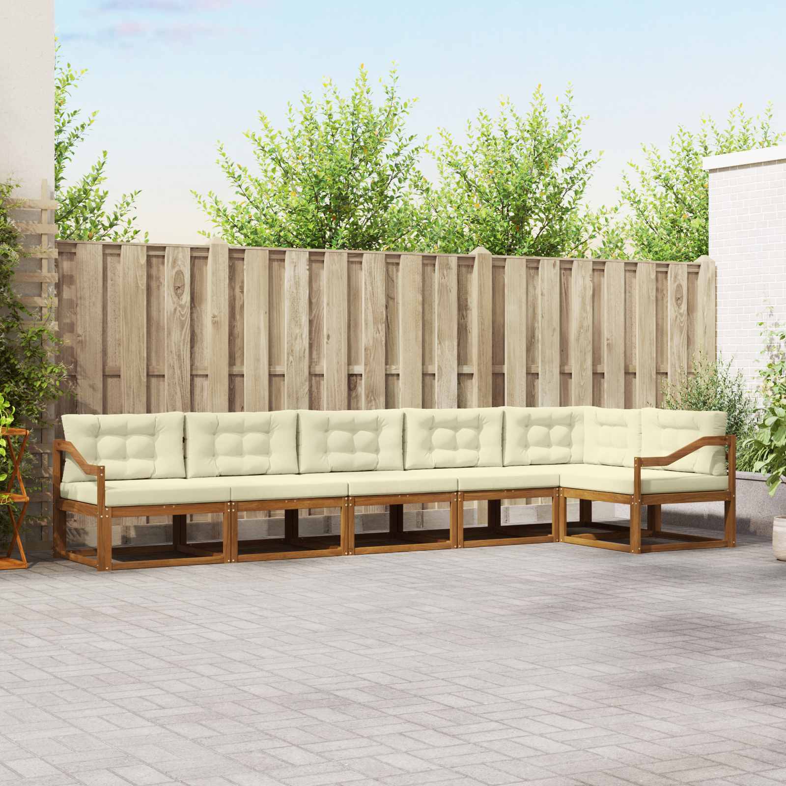 Outdoor-Sofagarnitur 6 stk. Natur und Creme