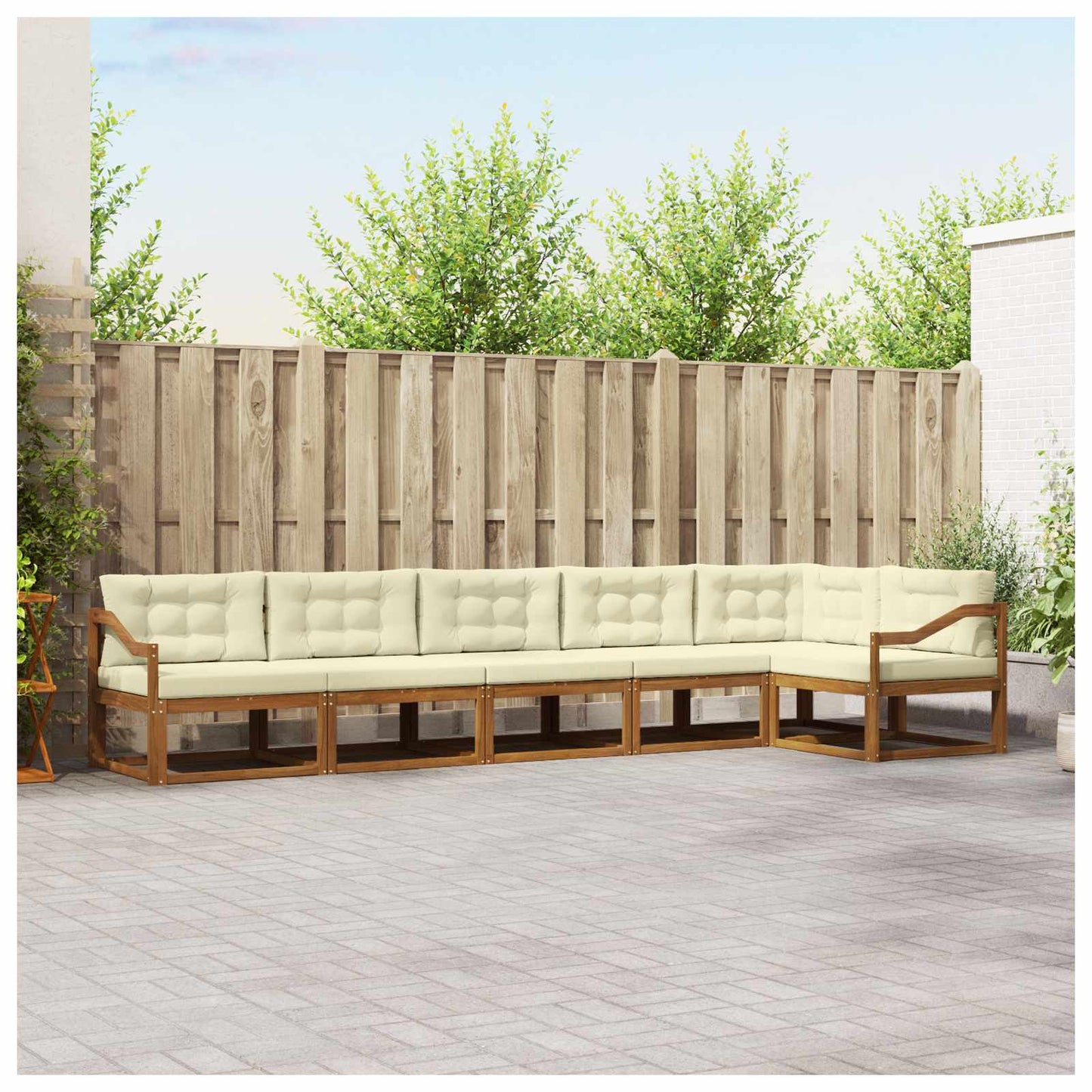 Outdoor-Sofagarnitur 6 stk. Natur und Creme