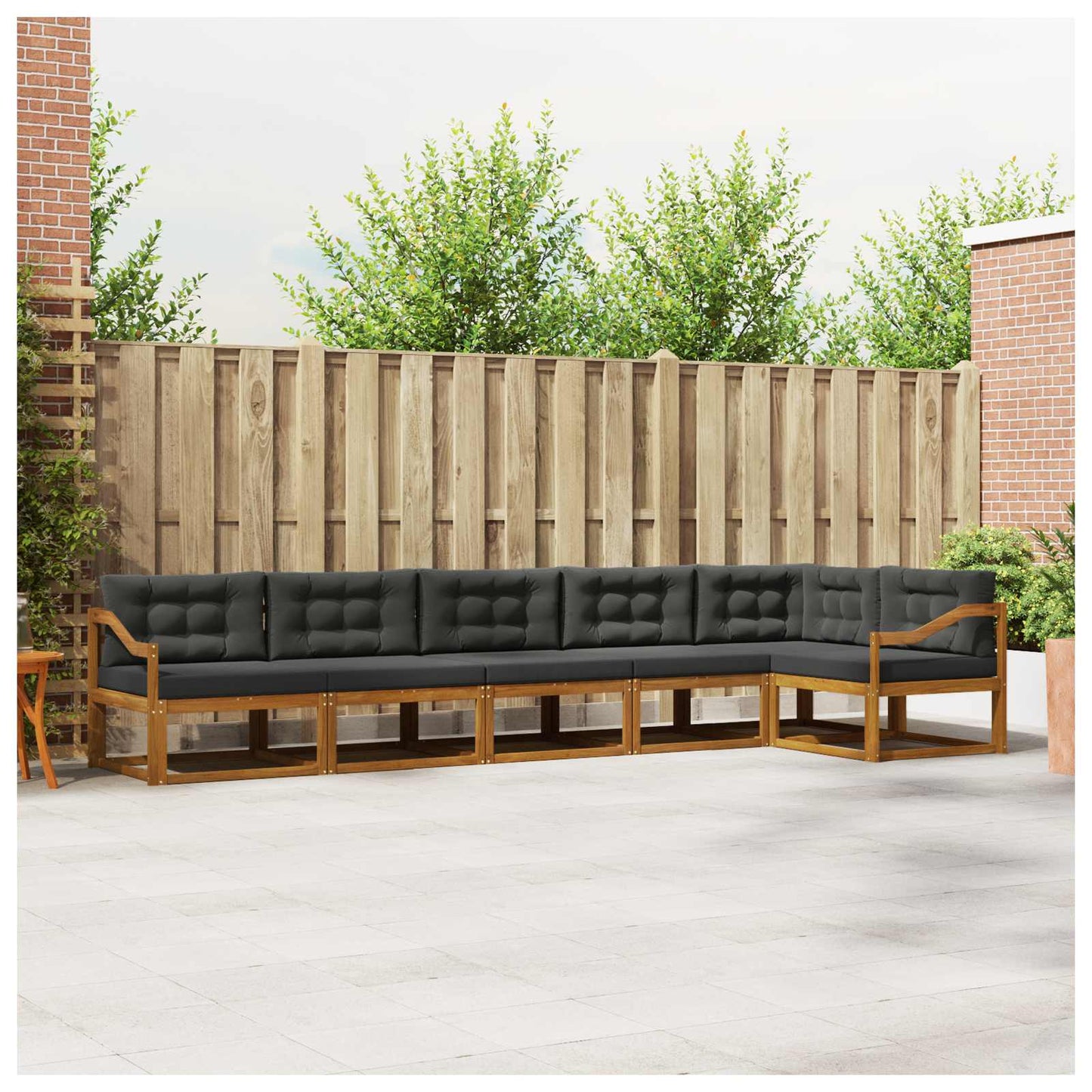 Outdoor-Sofagarnitur 6 stk. Natur und Anthrazit