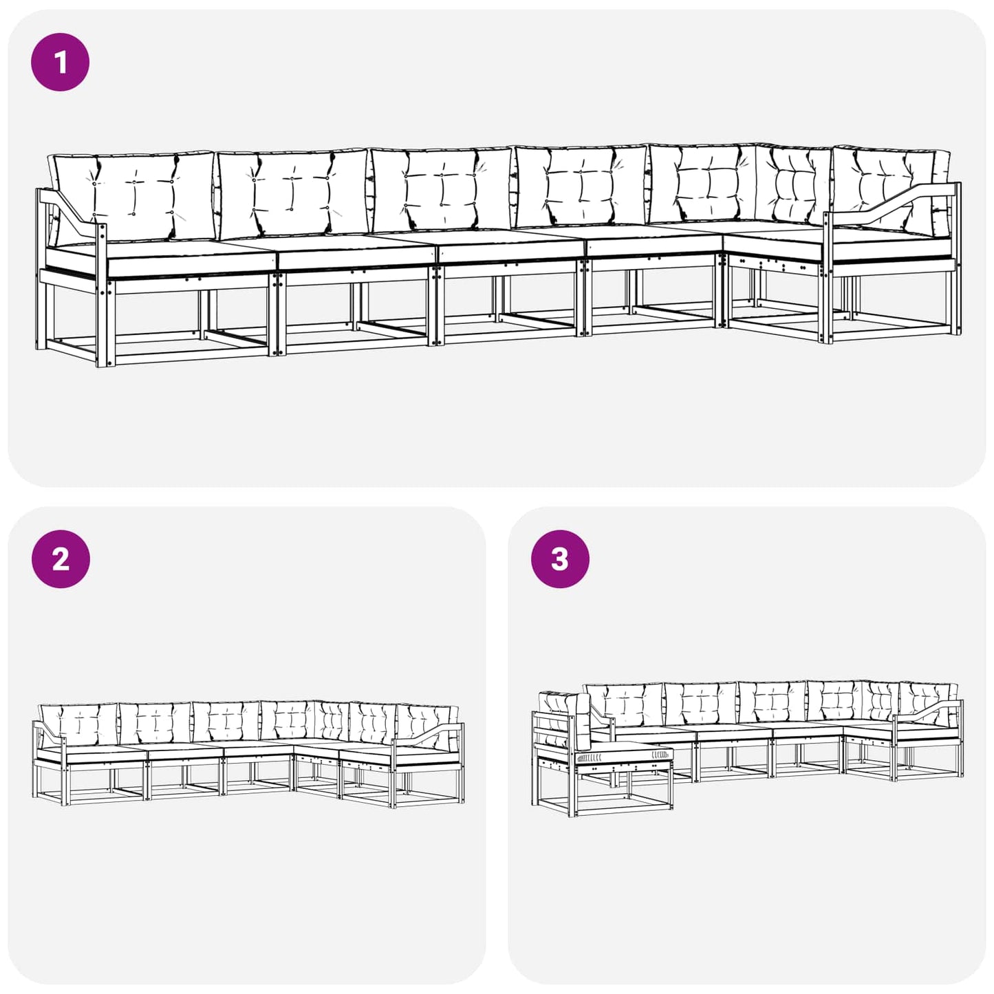 Outdoor-Sofagarnitur 6 stk. Natur und Anthrazit