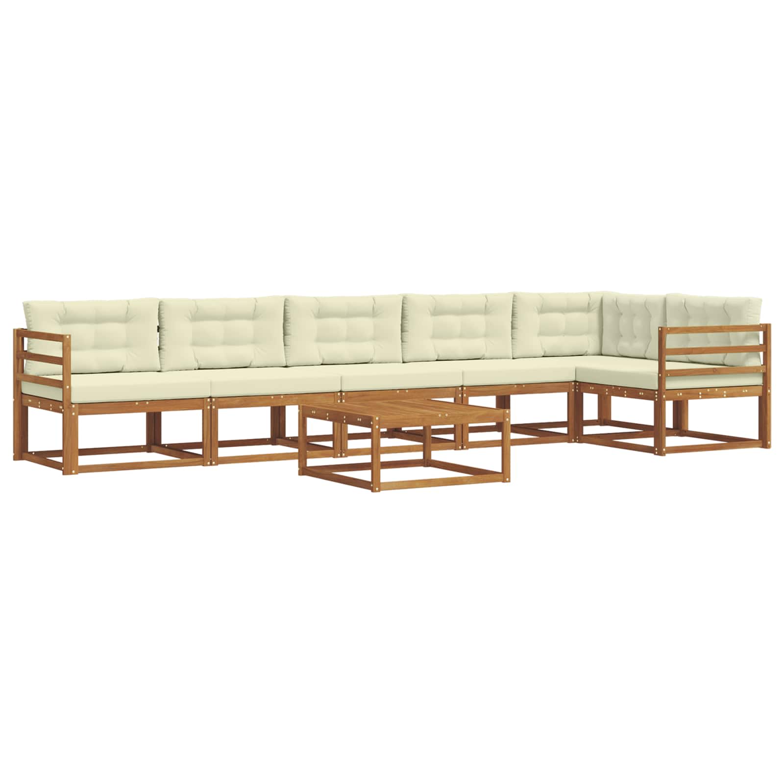 Outdoor-Sofagarnitur mit Kissen 7 pcs Natur und Creme