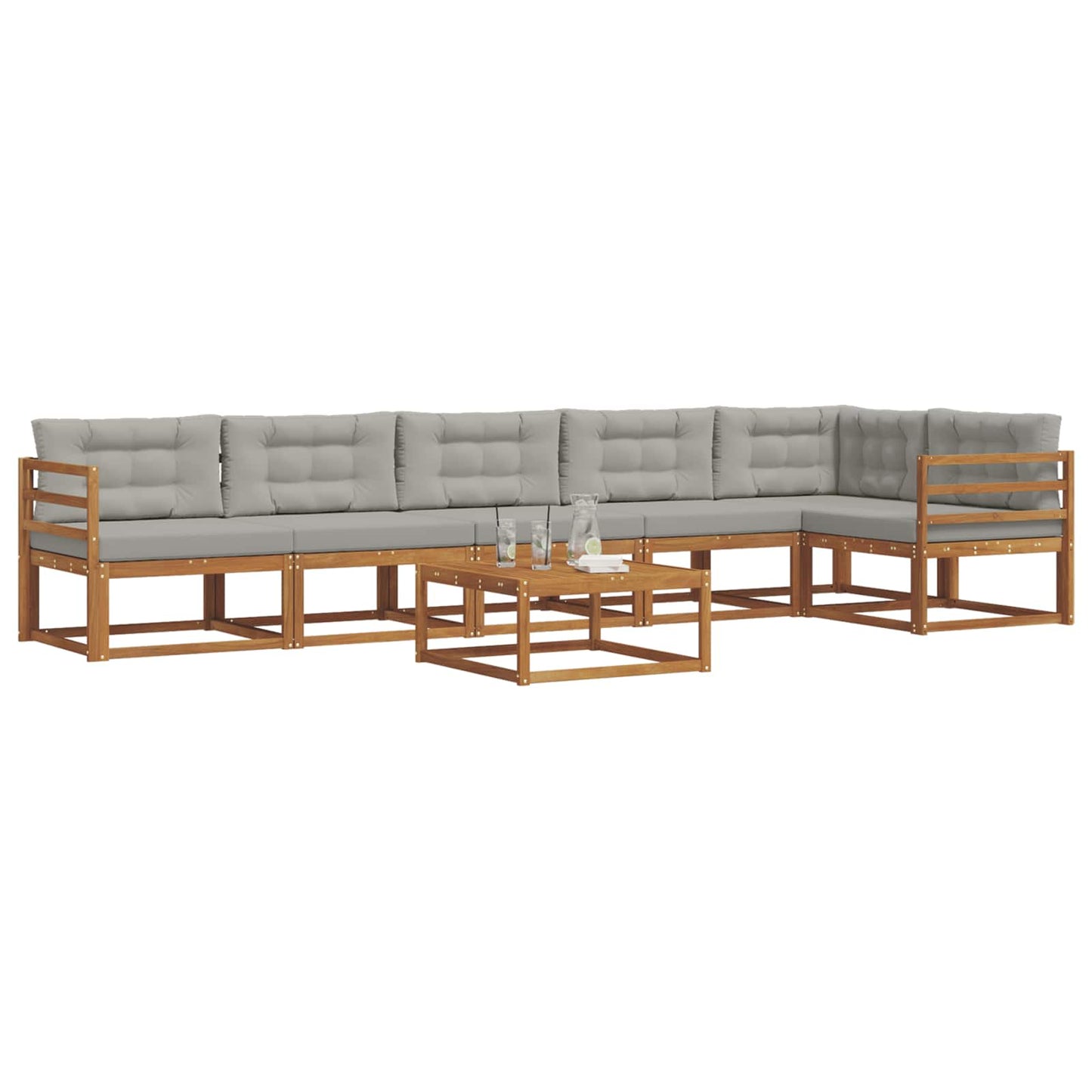 Outdoor-Sofagarnitur mit Kissen 7 pcs Natürlich und Hellgrau