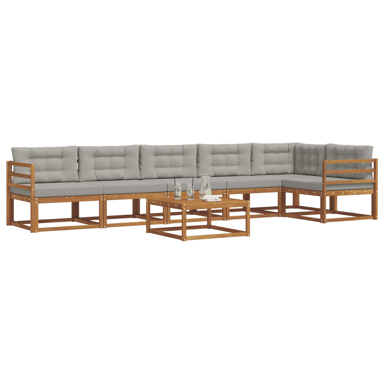 Outdoor-Sofagarnitur mit Kissen 7 pcs Natürlich und Hellgrau