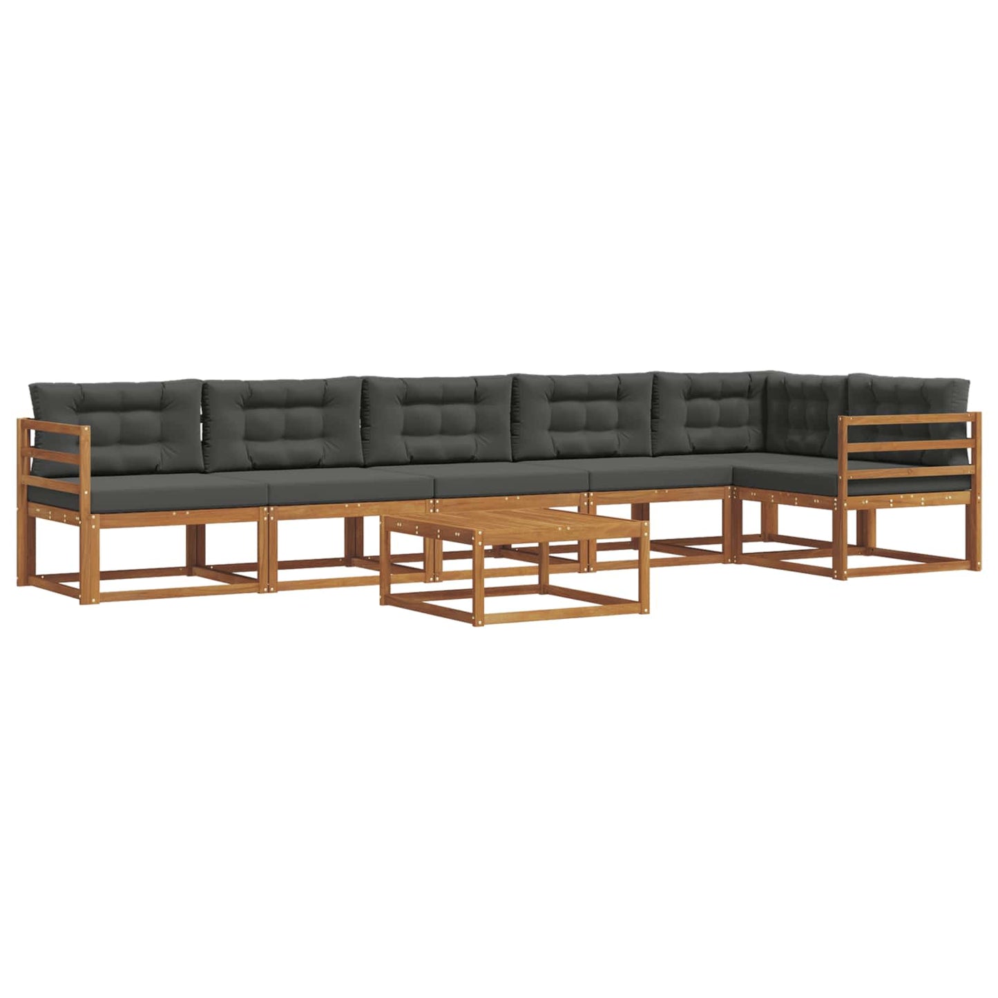 Outdoor-Sofagarnitur mit Kissen 7 pcs Natur und Anthrazit