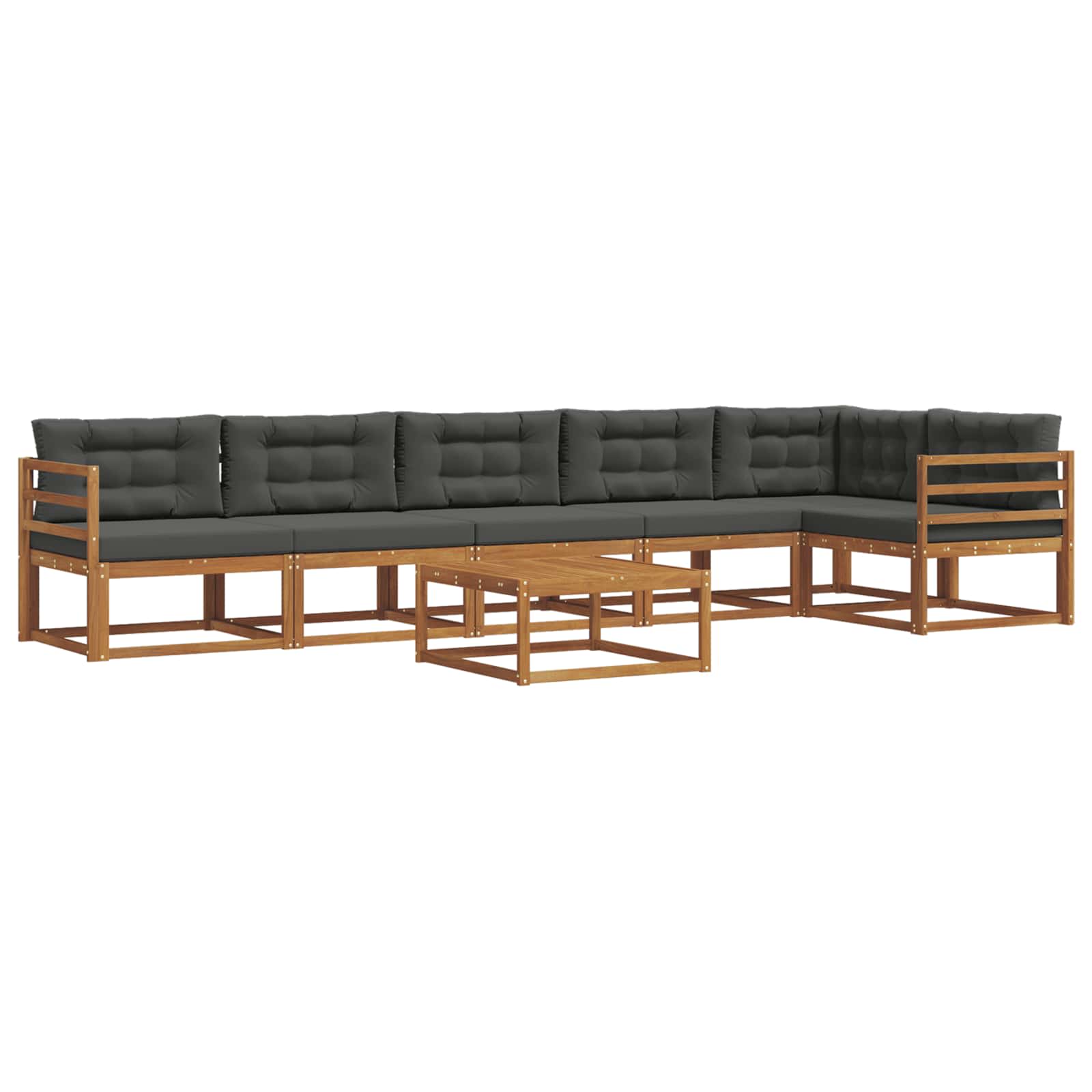 Outdoor-Sofagarnitur mit Kissen 7 pcs Natur und Anthrazit