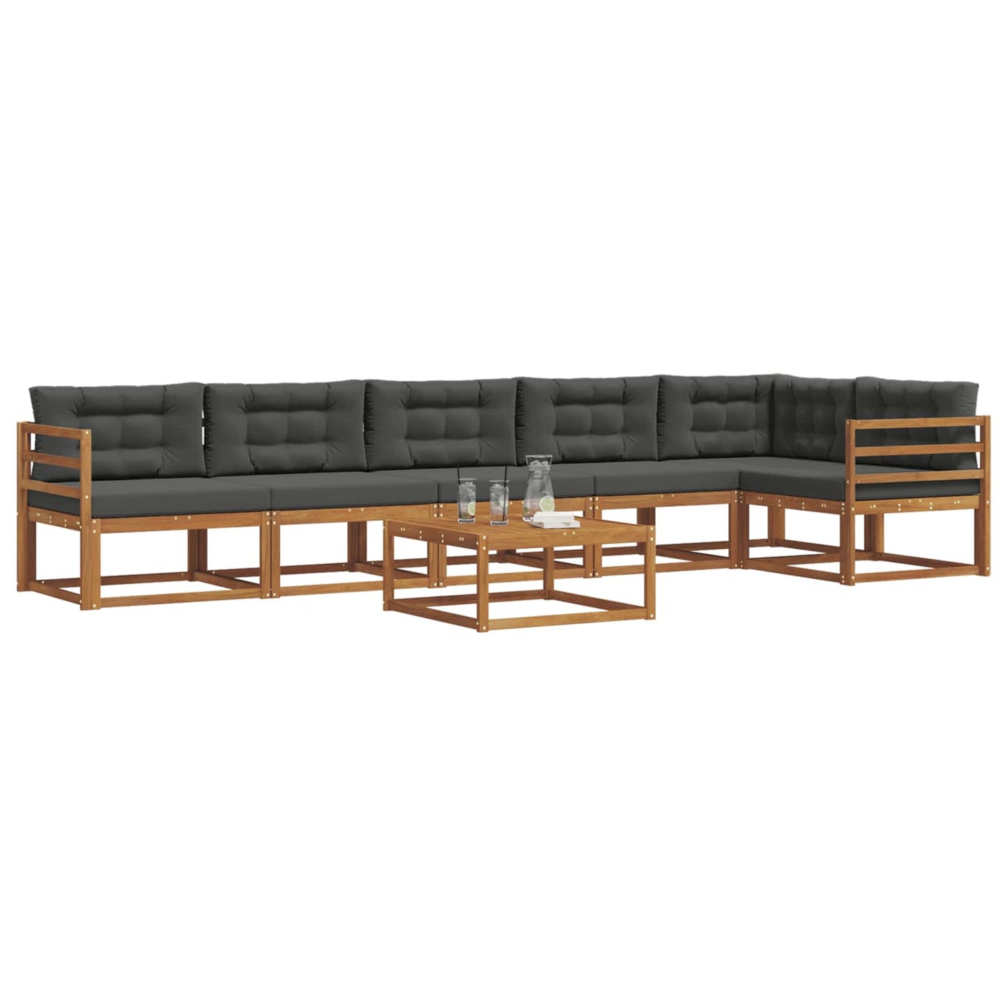 Outdoor-Sofagarnitur mit Kissen 7 pcs Natur und Anthrazit