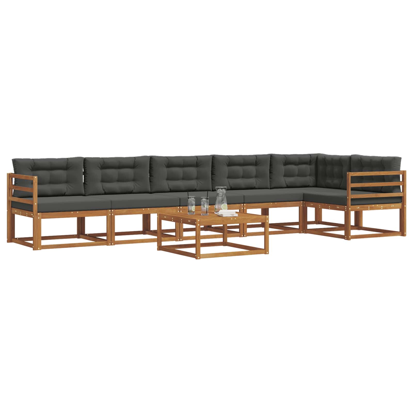 Outdoor-Sofagarnitur mit Kissen 7 pcs Natur und Anthrazit